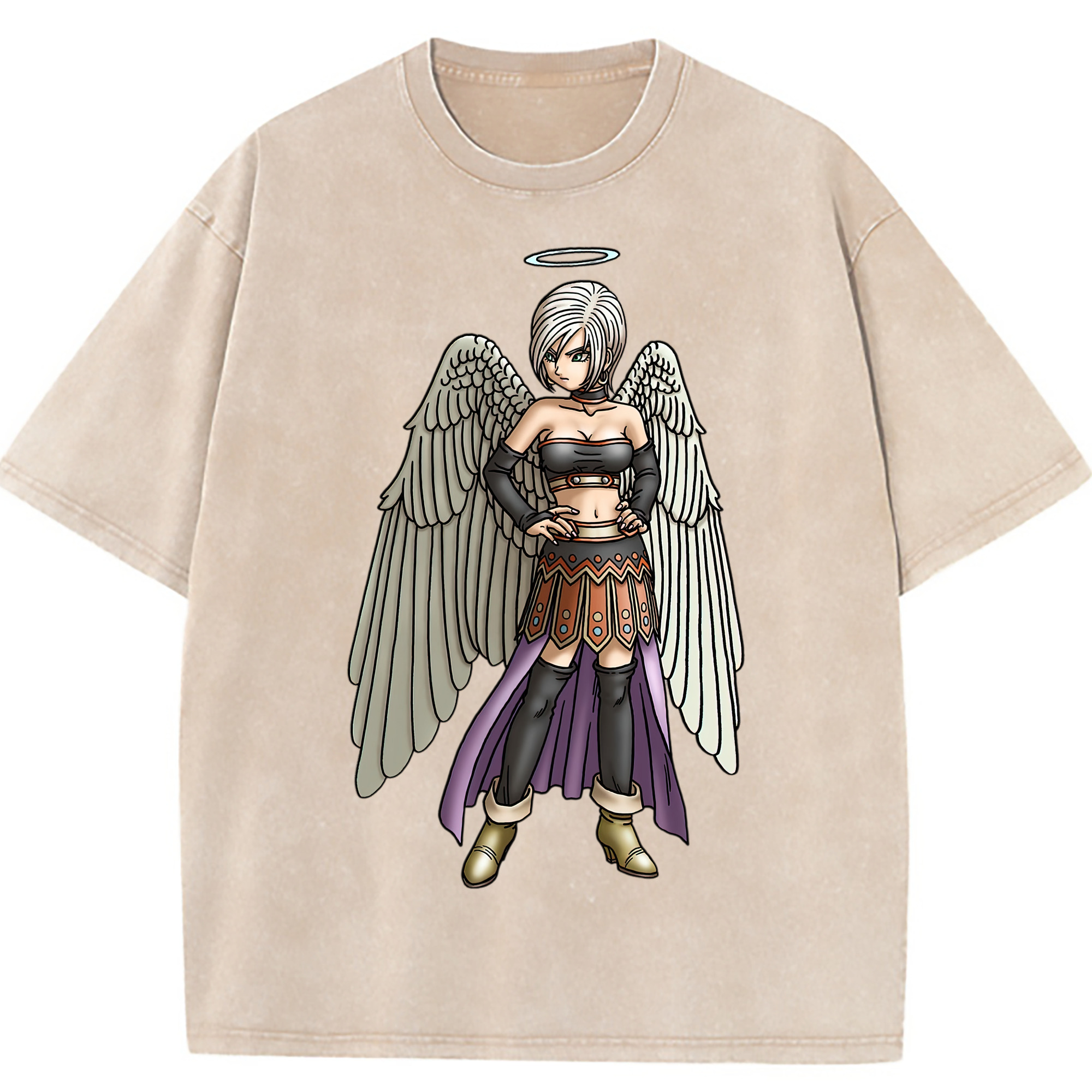 （画像用） ドラゴンクエスト Doragon Kuesuto Dragon Quest 綿100% ヴィンテージ風 半袖Tシャツ（フロントプリント）