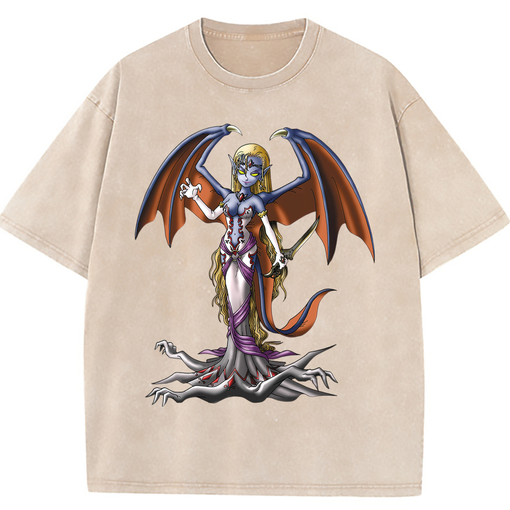 （画像用） ドラゴンクエスト Doragon Kuesuto Dragon Quest 綿100% ヴィンテージ風 半袖Tシャツ（フロントプリント）