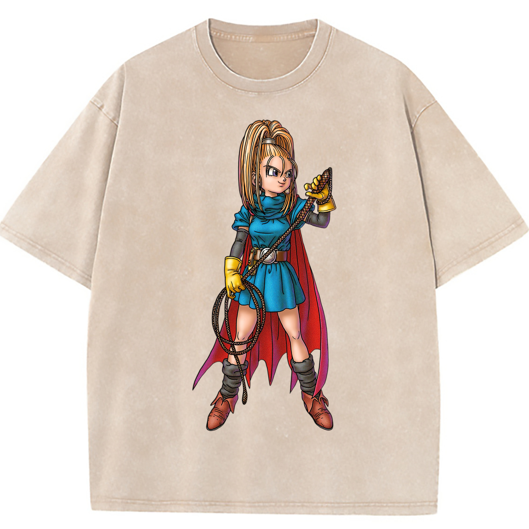（画像用） ドラゴンクエスト Doragon Kuesuto Dragon Quest 綿100% ヴィンテージ風 半袖Tシャツ（フロントプリント）