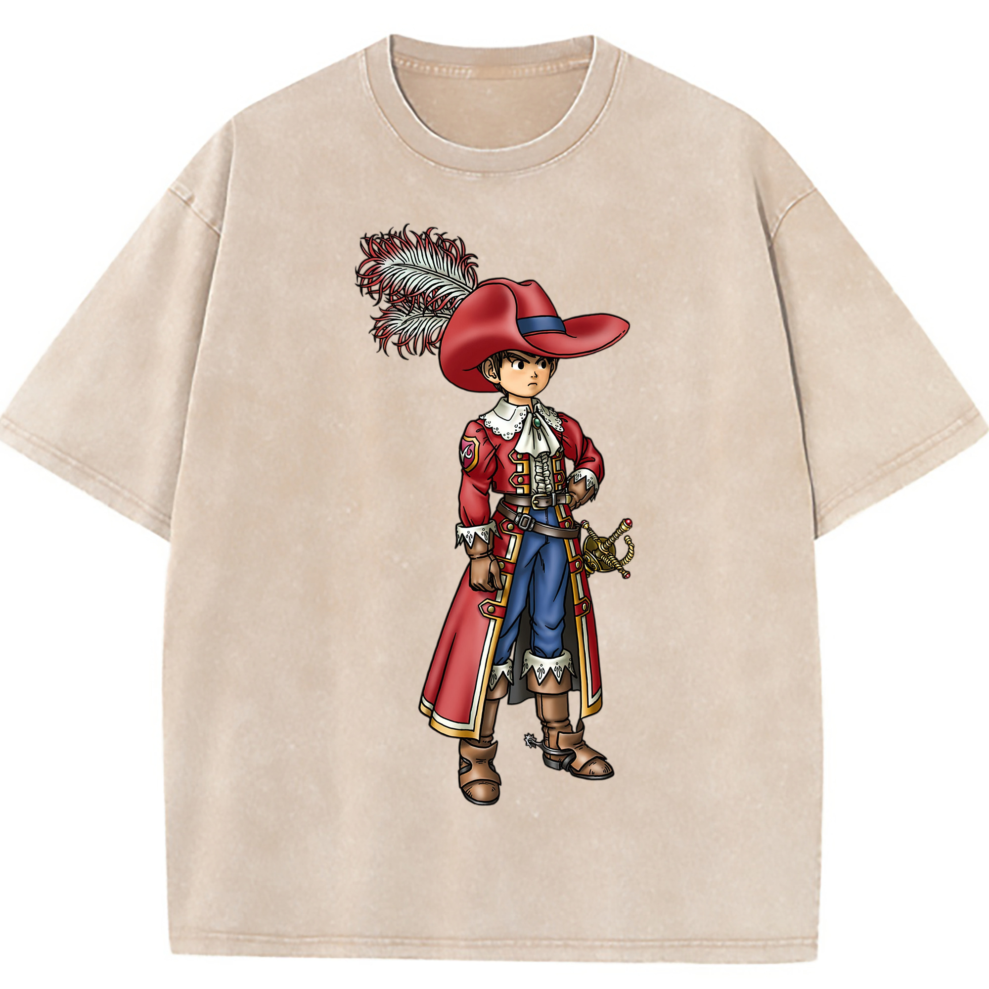 （画像用） ドラゴンクエスト Doragon Kuesuto Dragon Quest 綿100% ヴィンテージ風 半袖Tシャツ（フロントプリント）