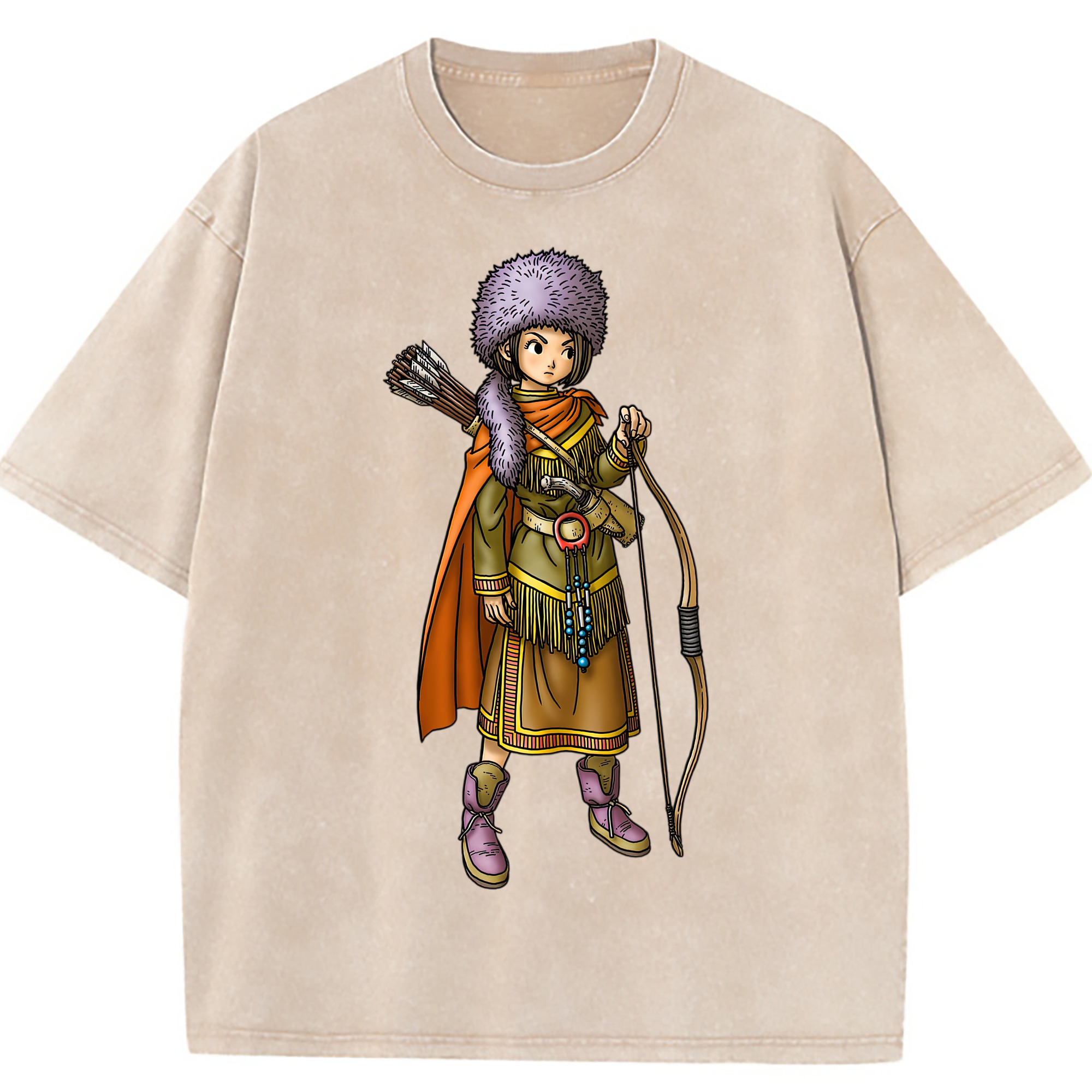 （画像用） ドラゴンクエスト Doragon Kuesuto Dragon Quest 綿100% ヴィンテージ風 半袖Tシャツ（フロントプリント）