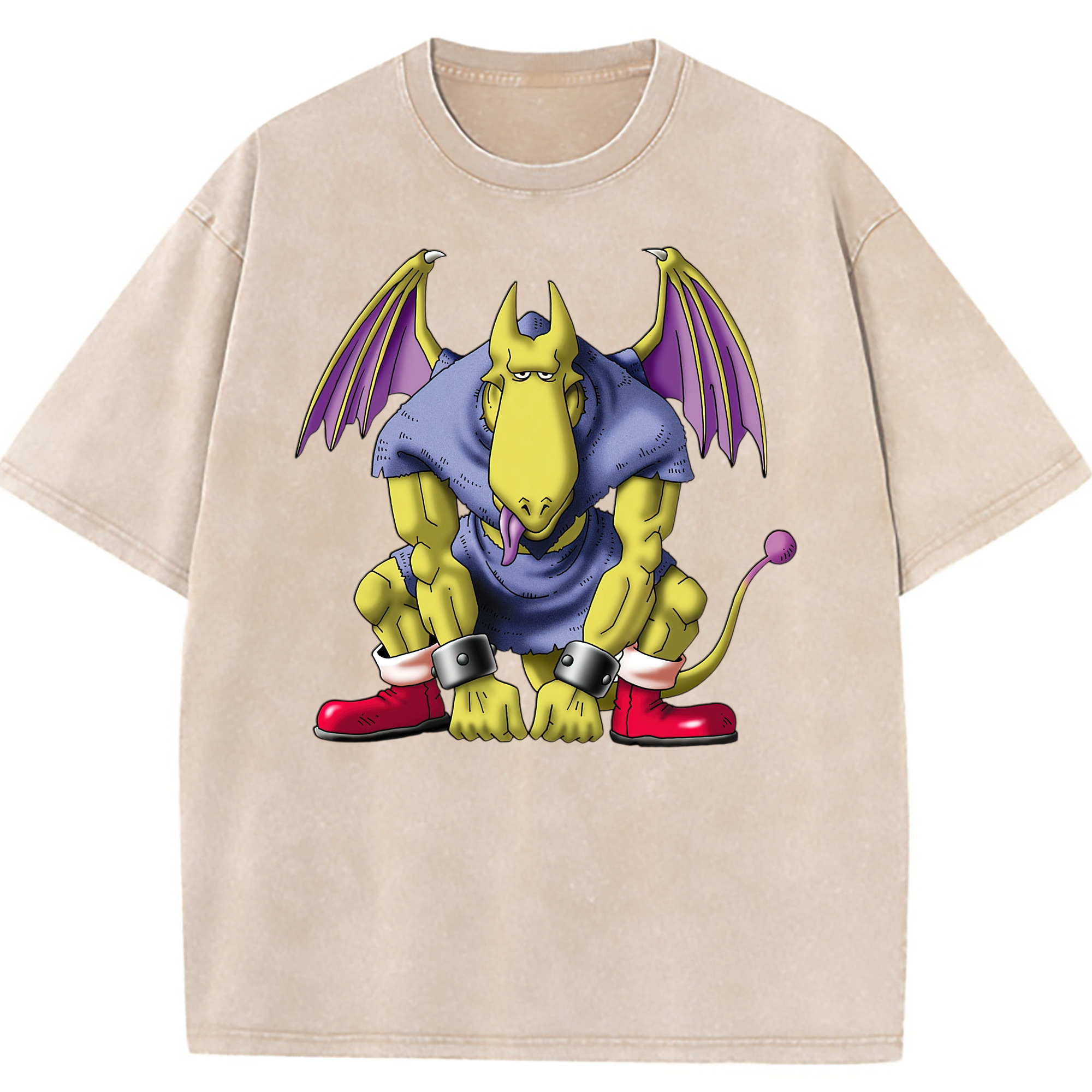 （画像用） ドラゴンクエスト Doragon Kuesuto Dragon Quest 綿100% ヴィンテージ風 半袖Tシャツ（フロントプリント）