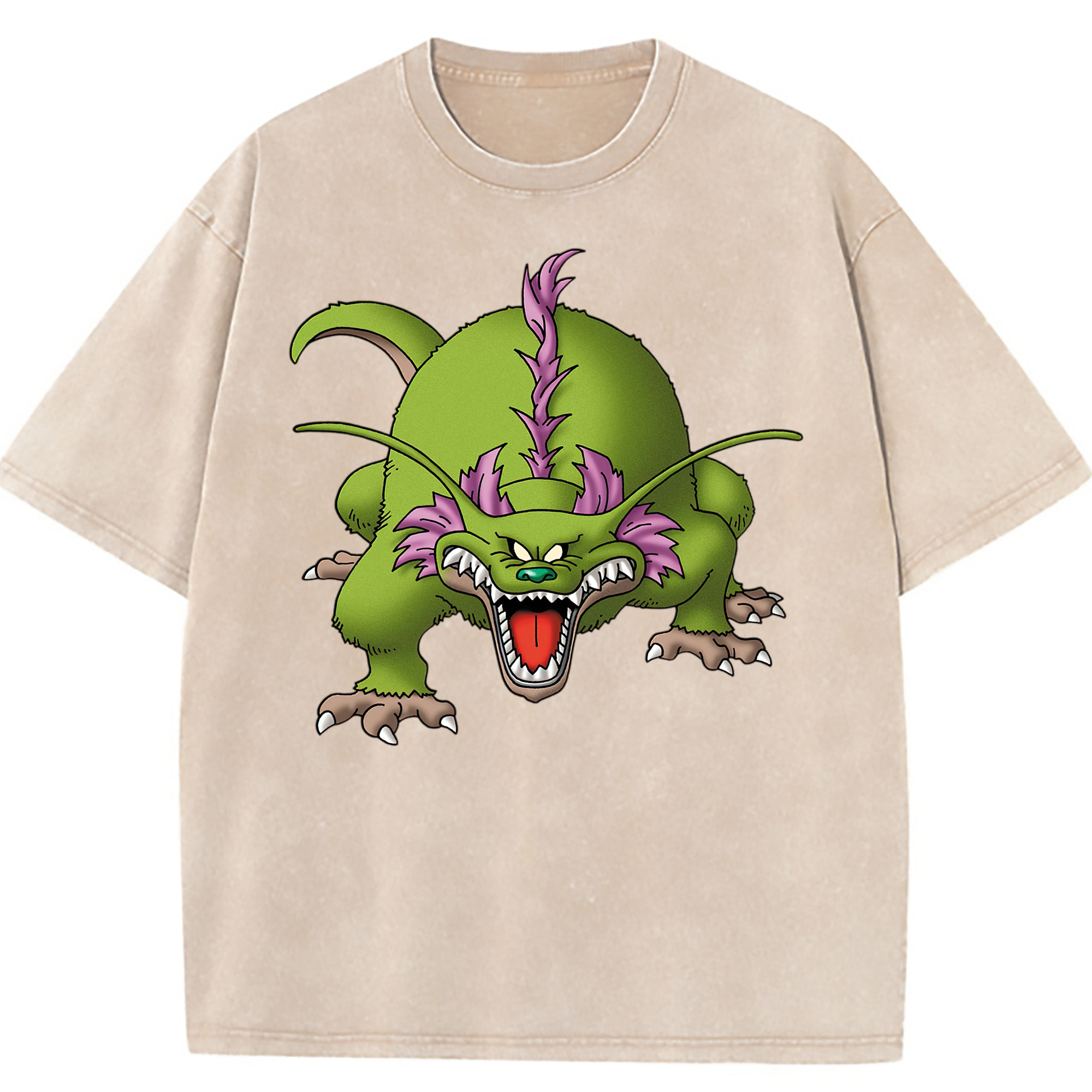 （画像用） ドラゴンクエスト Doragon Kuesuto Dragon Quest 綿100% ヴィンテージ風 半袖Tシャツ（フロントプリント）
