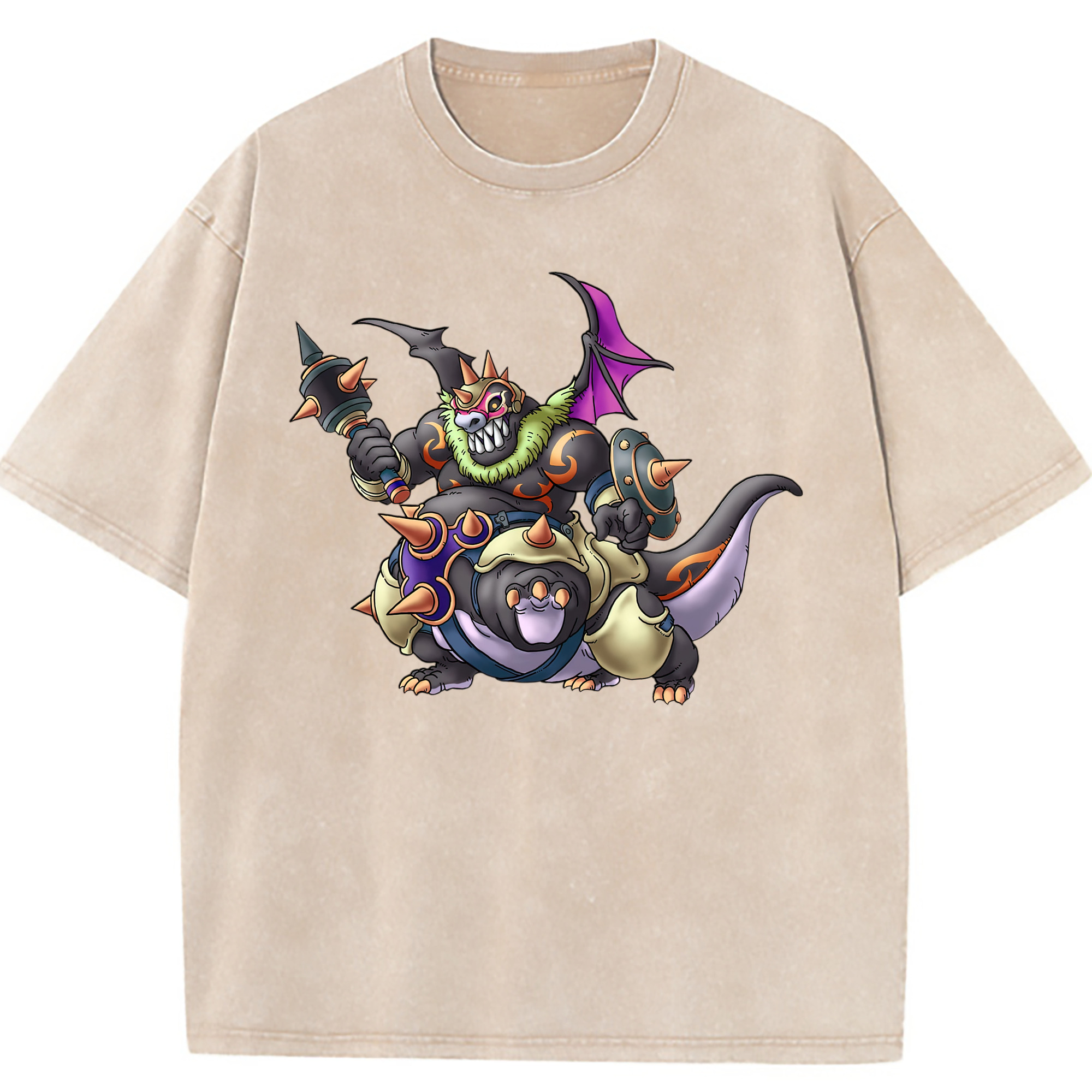 （画像用） ドラゴンクエスト Doragon Kuesuto Dragon Quest 綿100% ヴィンテージ風 半袖Tシャツ（フロントプリント）