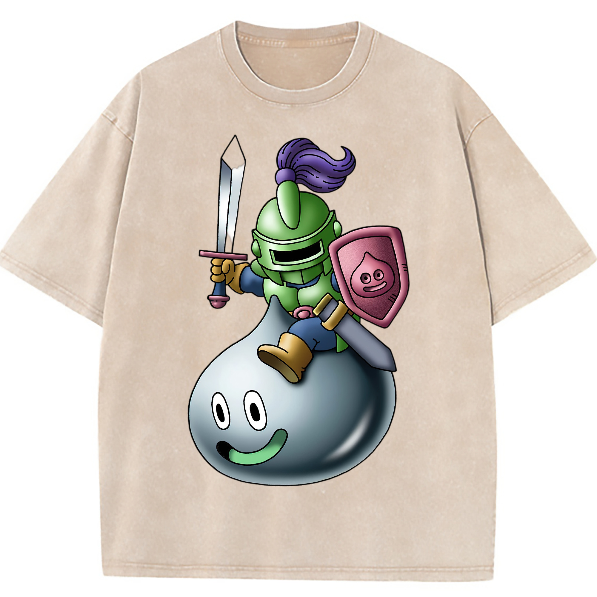 （画像用） ドラゴンクエスト Doragon Kuesuto Dragon Quest 綿100% ヴィンテージ風 半袖Tシャツ（フロントプリント）