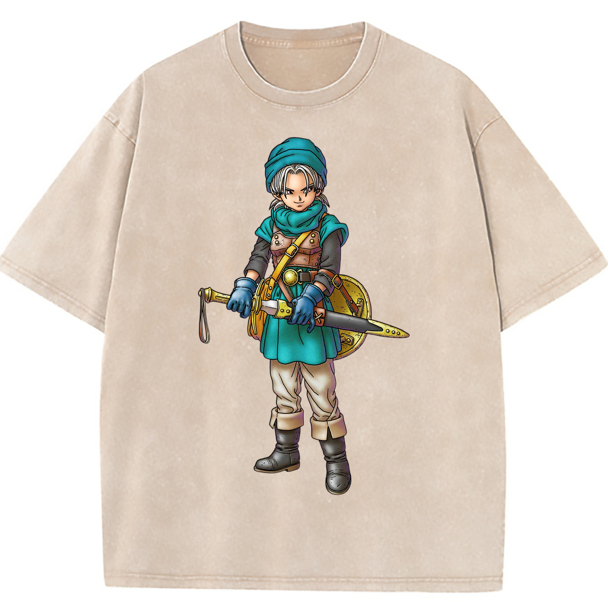 （画像用） ドラゴンクエスト Doragon Kuesuto Dragon Quest 綿100% ヴィンテージ風 半袖Tシャツ（フロントプリント）