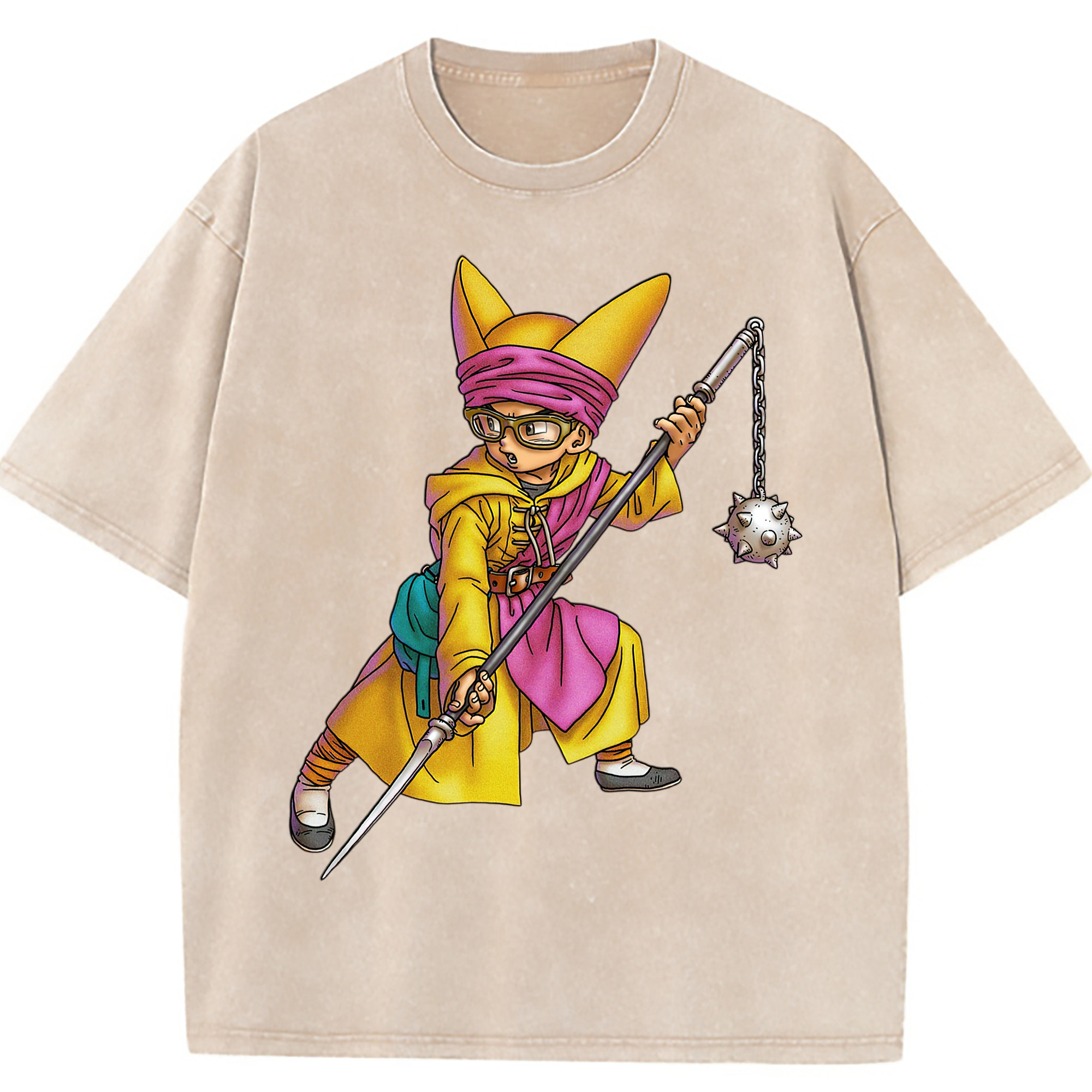 （画像用） ドラゴンクエスト Doragon Kuesuto Dragon Quest 綿100% ヴィンテージ風 半袖Tシャツ（フロントプリント）