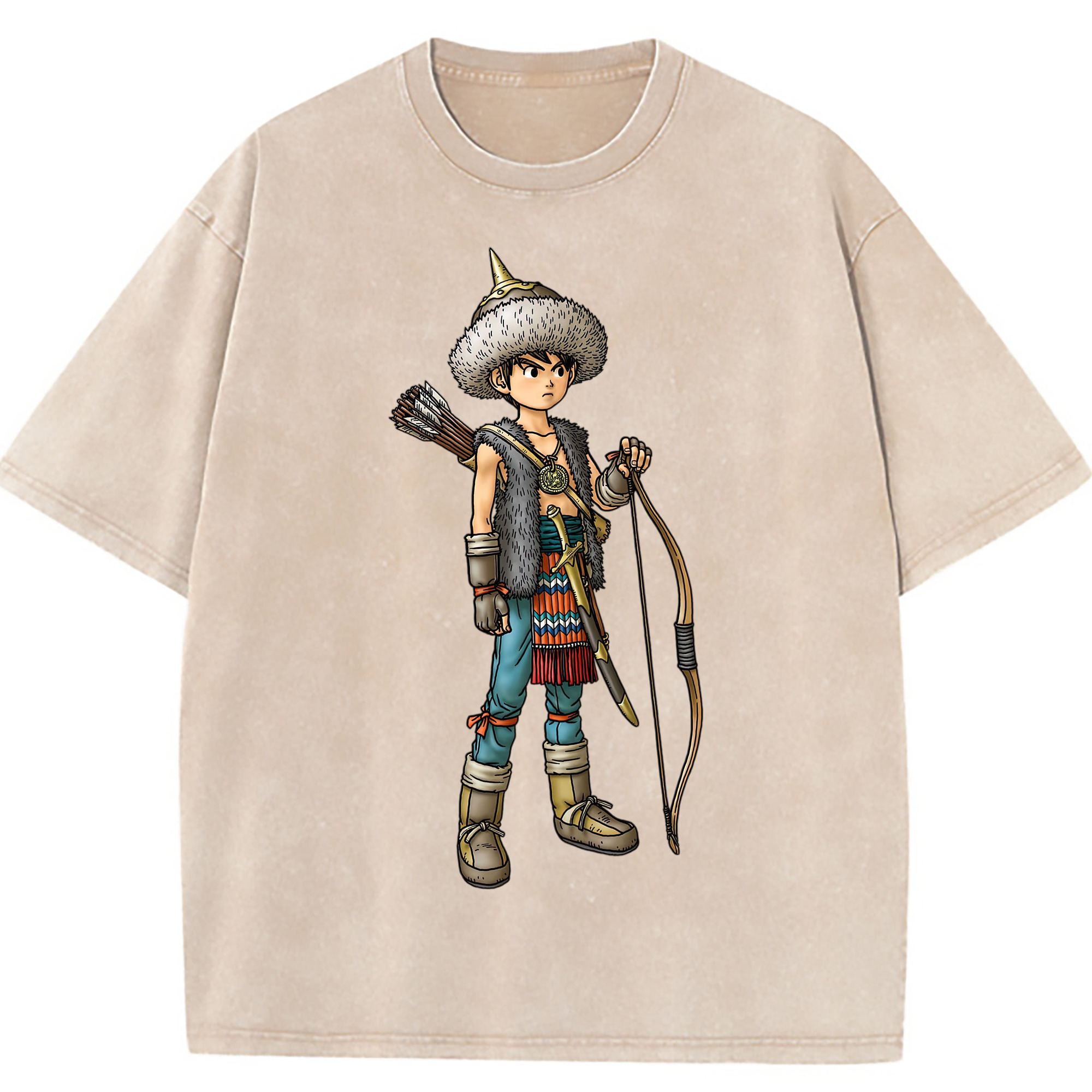 （画像用） ドラゴンクエスト Doragon Kuesuto Dragon Quest 綿100% ヴィンテージ風 半袖Tシャツ（フロントプリント）