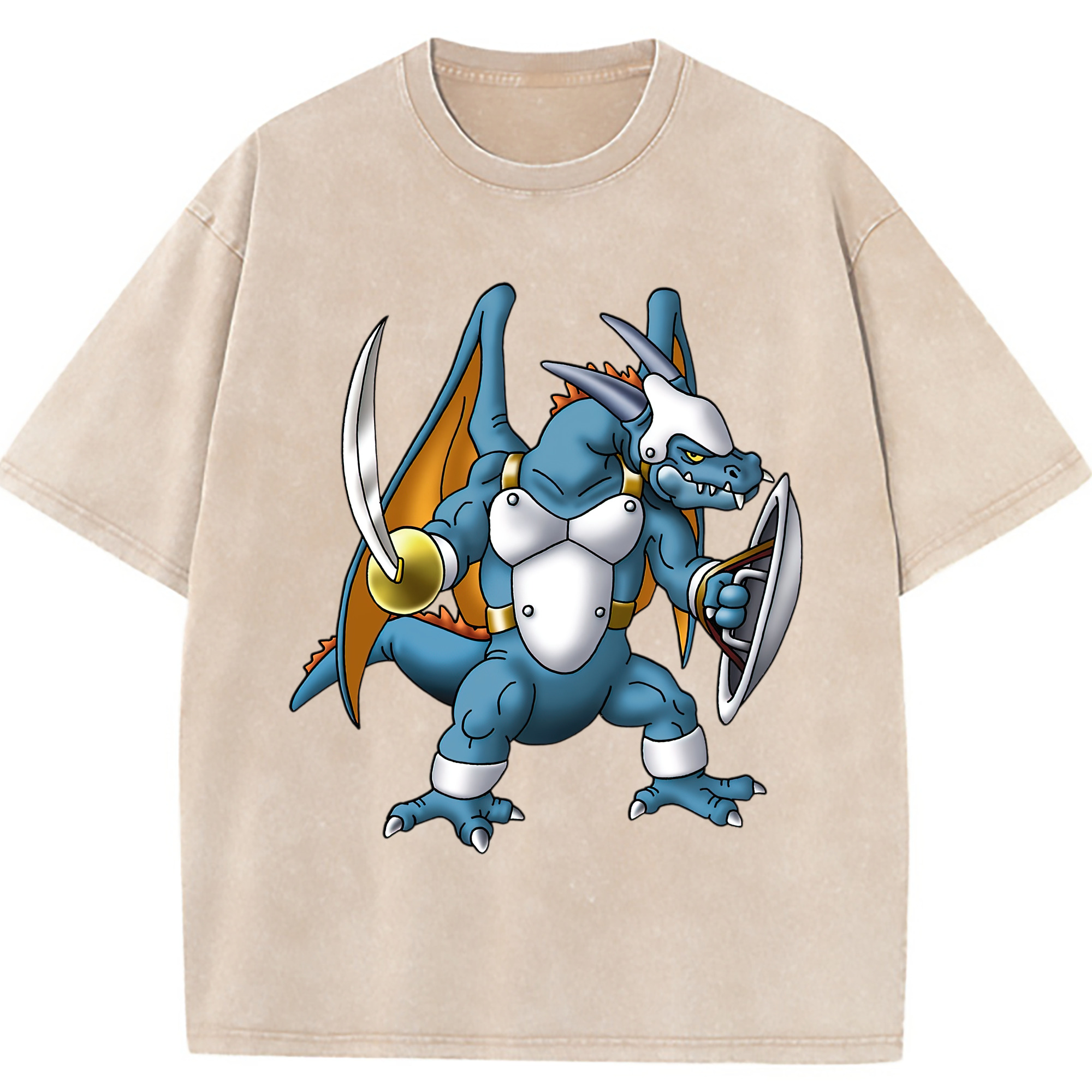 （画像用） ドラゴンクエスト Doragon Kuesuto Dragon Quest 綿100% ヴィンテージ風 半袖Tシャツ（フロントプリント）