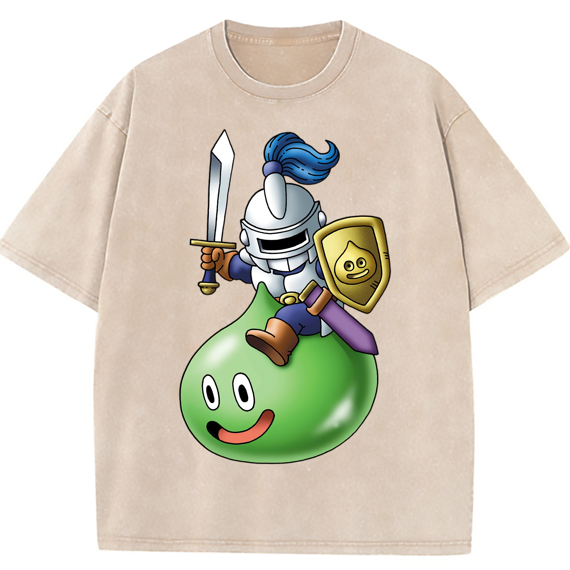 （画像用） ドラゴンクエスト Doragon Kuesuto Dragon Quest 綿100% ヴィンテージ風 半袖Tシャツ（フロントプリント）