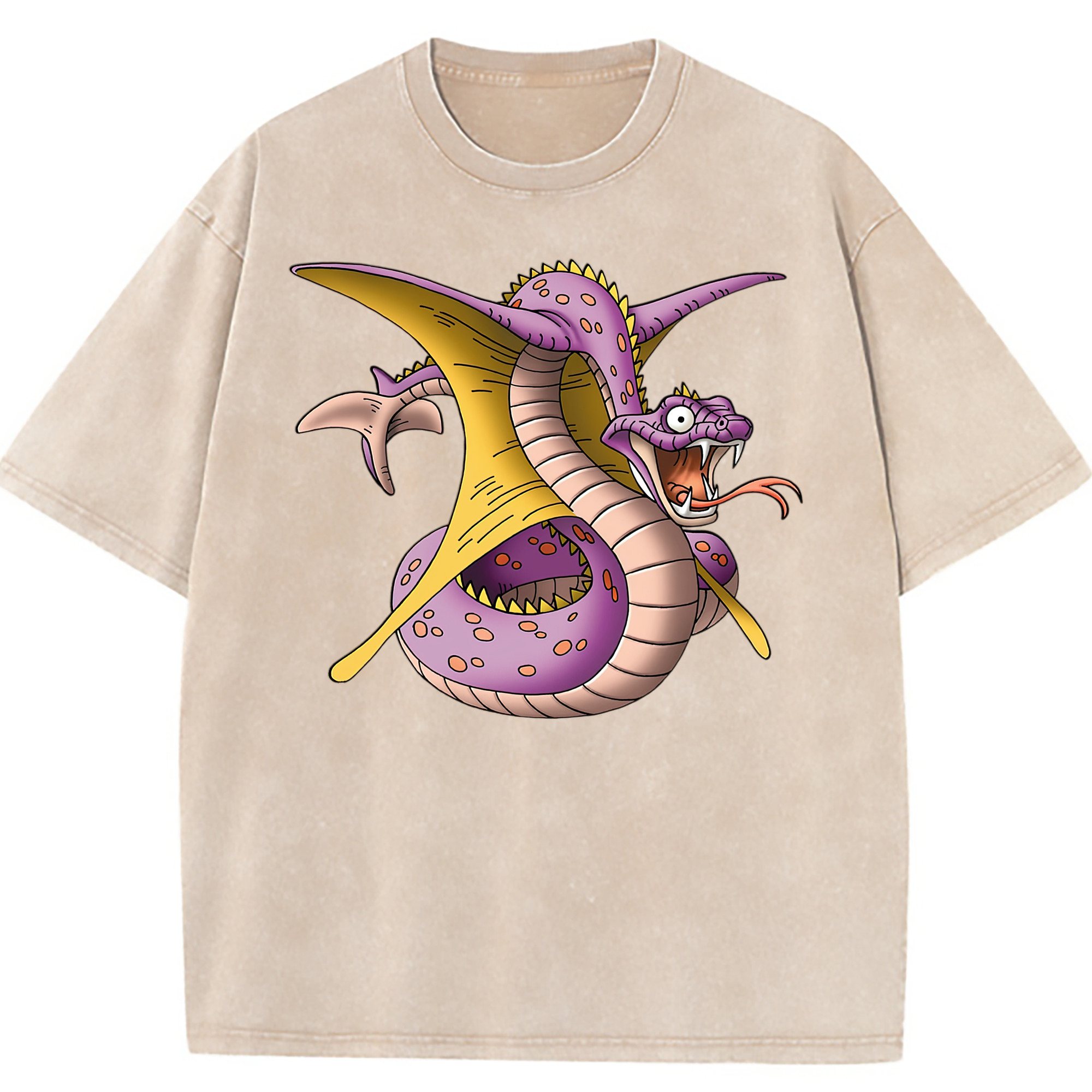 （画像用） ドラゴンクエスト Doragon Kuesuto Dragon Quest 綿100% ヴィンテージ風 半袖Tシャツ（フロントプリント）