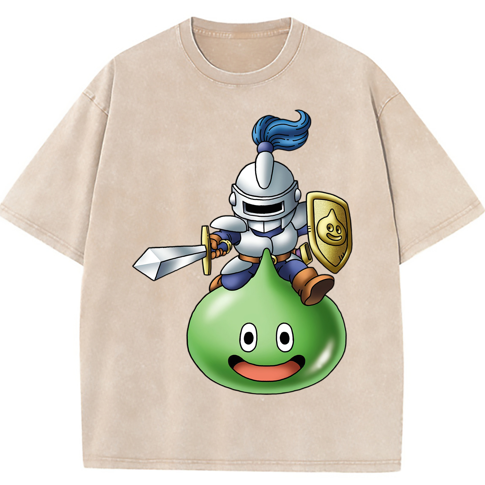（画像用） ドラゴンクエスト Doragon Kuesuto Dragon Quest 綿100% ヴィンテージ風 半袖Tシャツ（フロントプリント）