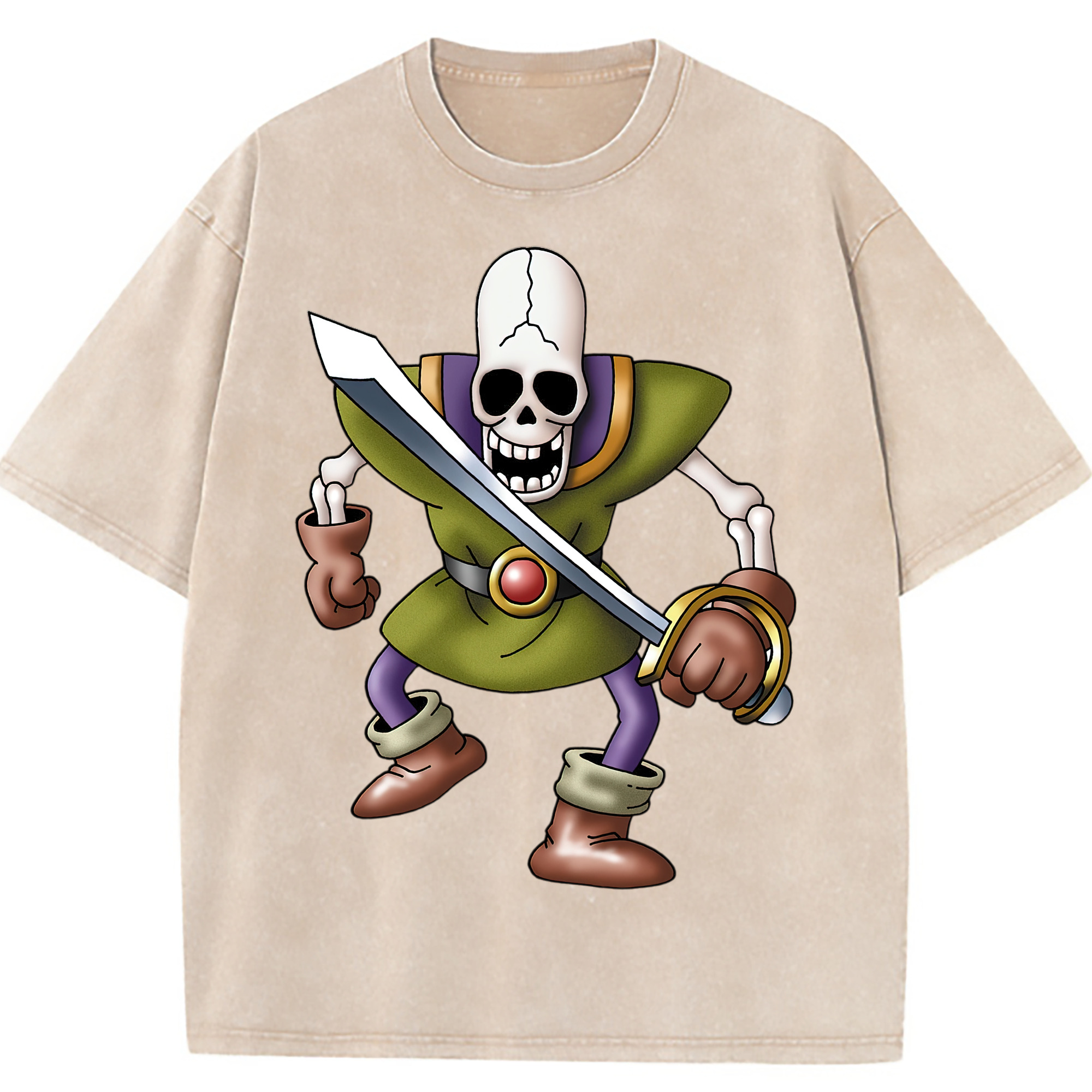 （画像用） ドラゴンクエスト Doragon Kuesuto Dragon Quest 綿100% ヴィンテージ風 半袖Tシャツ（フロントプリント）
