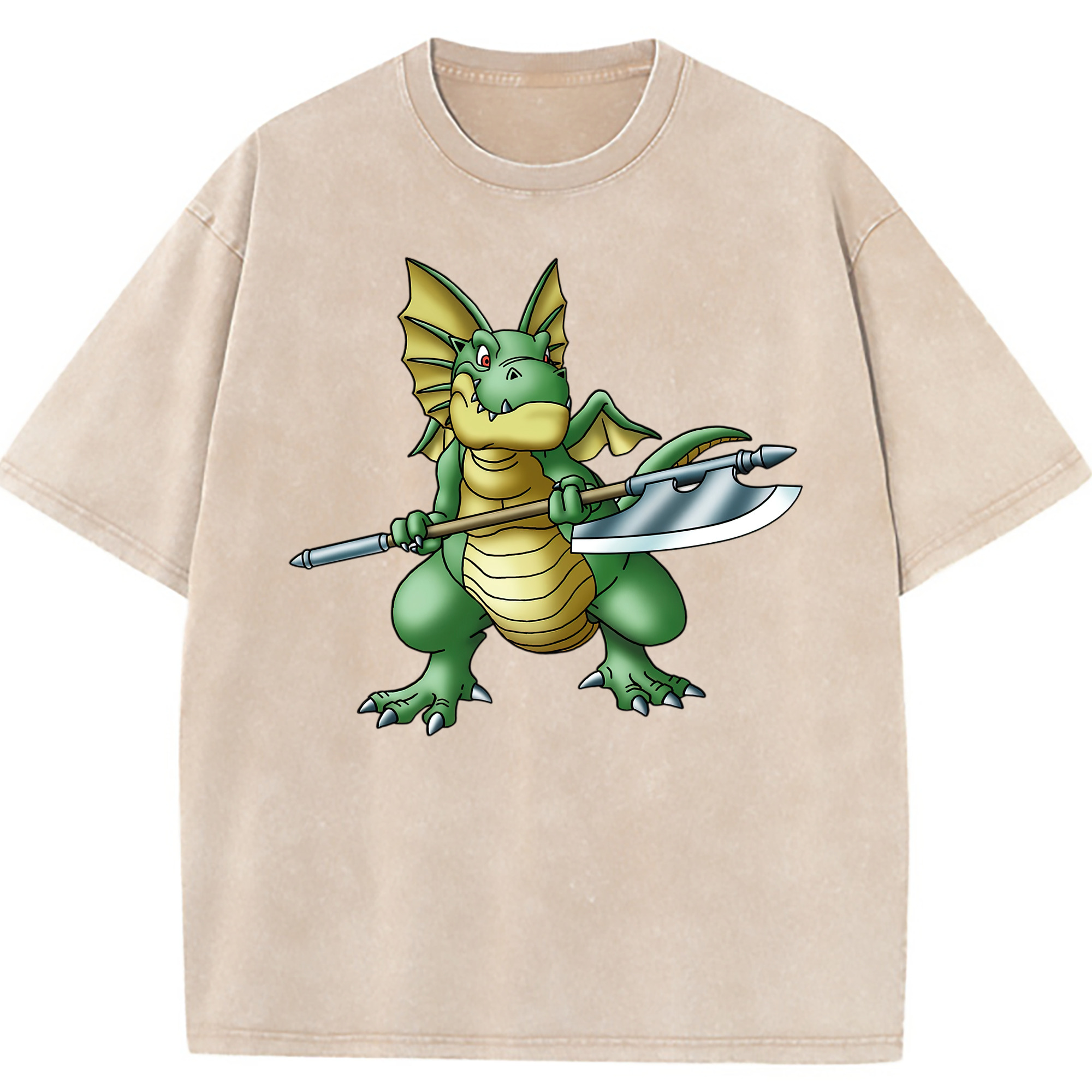 （画像用） ドラゴンクエスト Doragon Kuesuto Dragon Quest 綿100% ヴィンテージ風 半袖Tシャツ（フロントプリント）