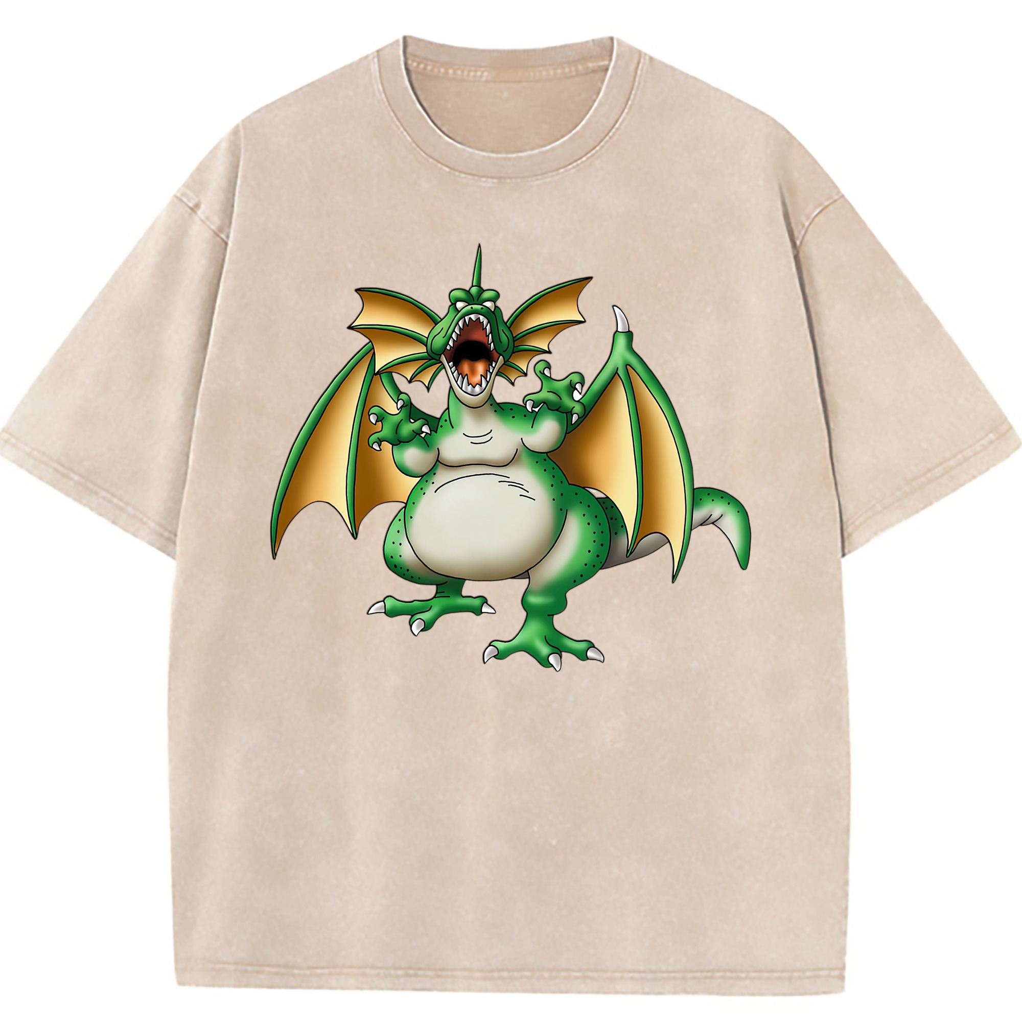 （画像用） ドラゴンクエスト Doragon Kuesuto Dragon Quest 綿100% ヴィンテージ風 半袖Tシャツ（フロントプリント）