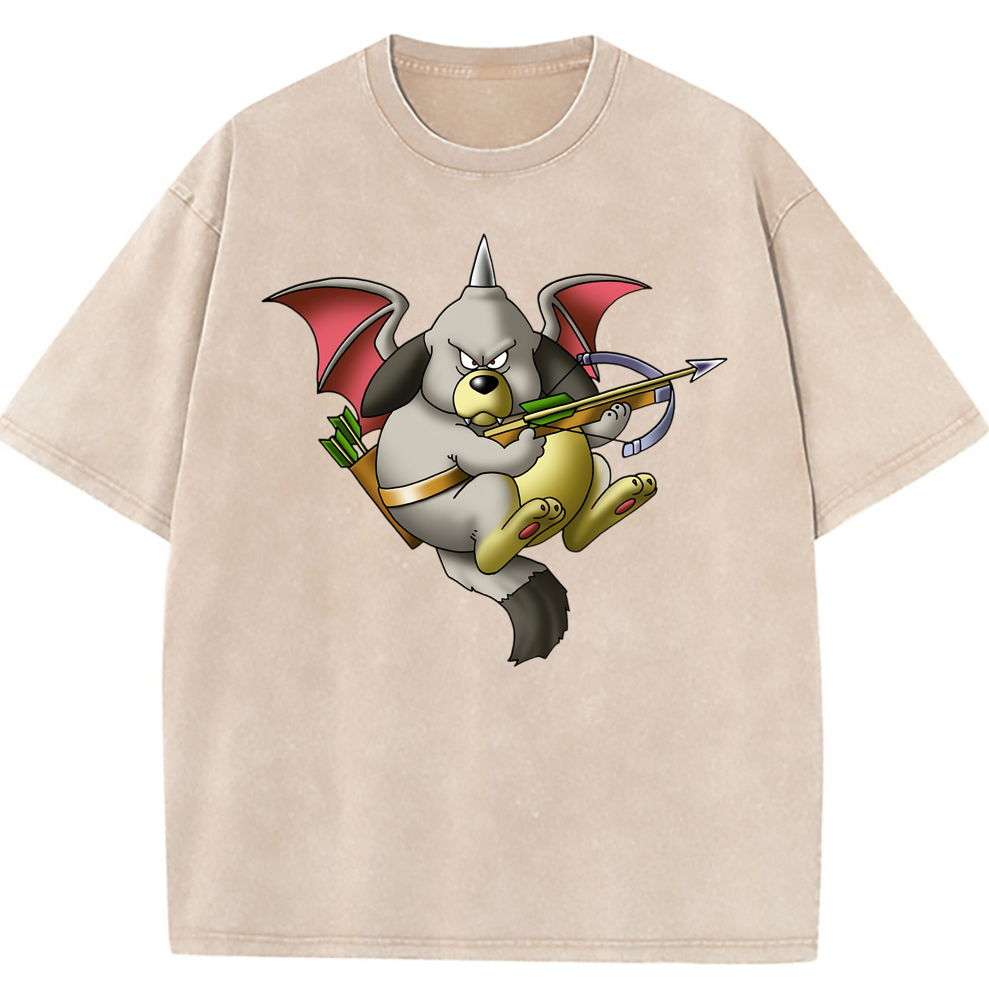 （画像用） ドラゴンクエスト Doragon Kuesuto Dragon Quest 綿100% ヴィンテージ風 半袖Tシャツ（フロントプリント）