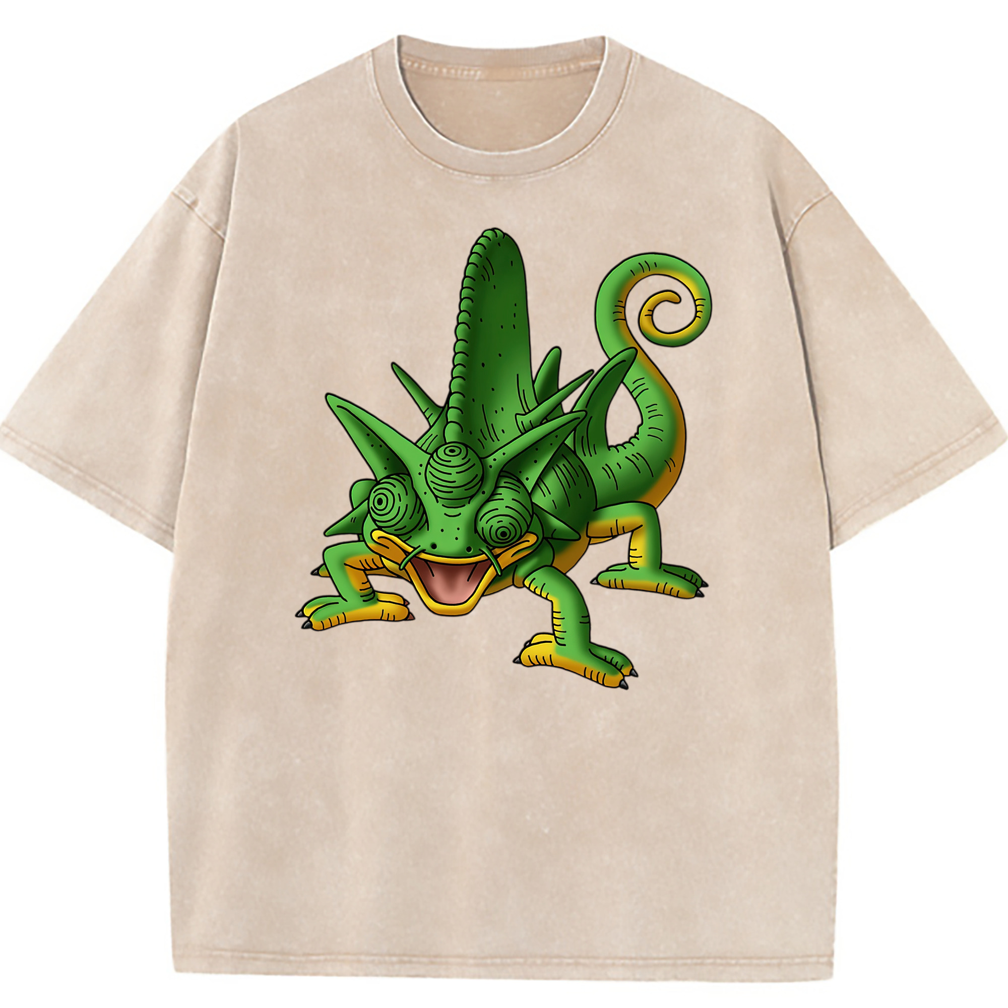 （画像用） ドラゴンクエスト Doragon Kuesuto Dragon Quest 綿100% ヴィンテージ風 半袖Tシャツ（フロントプリント）