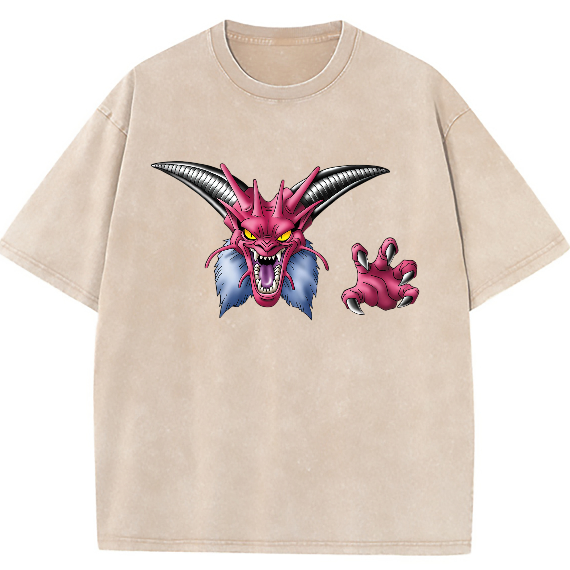 （画像用） ドラゴンクエスト Doragon Kuesuto Dragon Quest 綿100% ヴィンテージ風 半袖Tシャツ（フロントプリント）