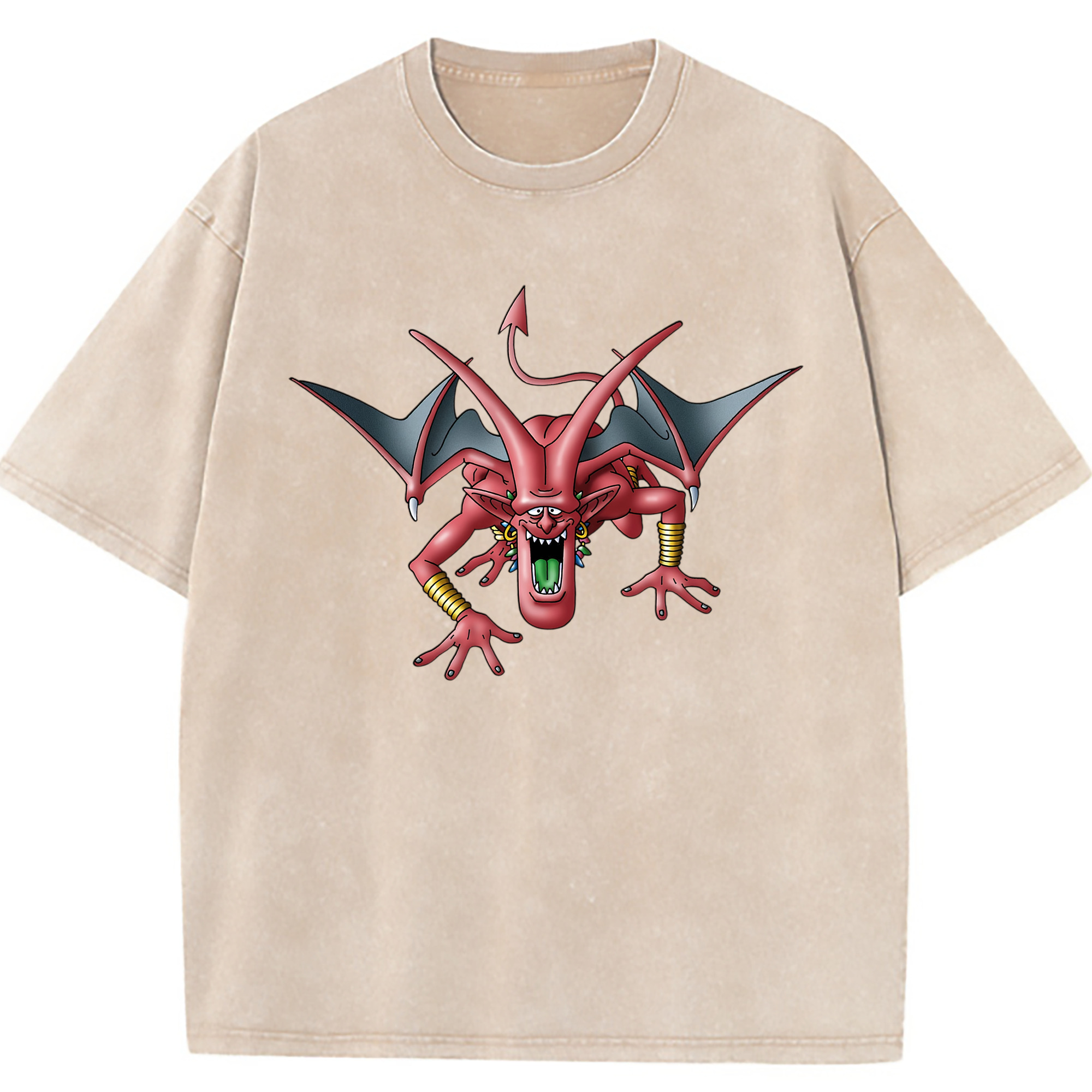 （画像用） ドラゴンクエスト Doragon Kuesuto Dragon Quest 綿100% ヴィンテージ風 半袖Tシャツ（フロントプリント）