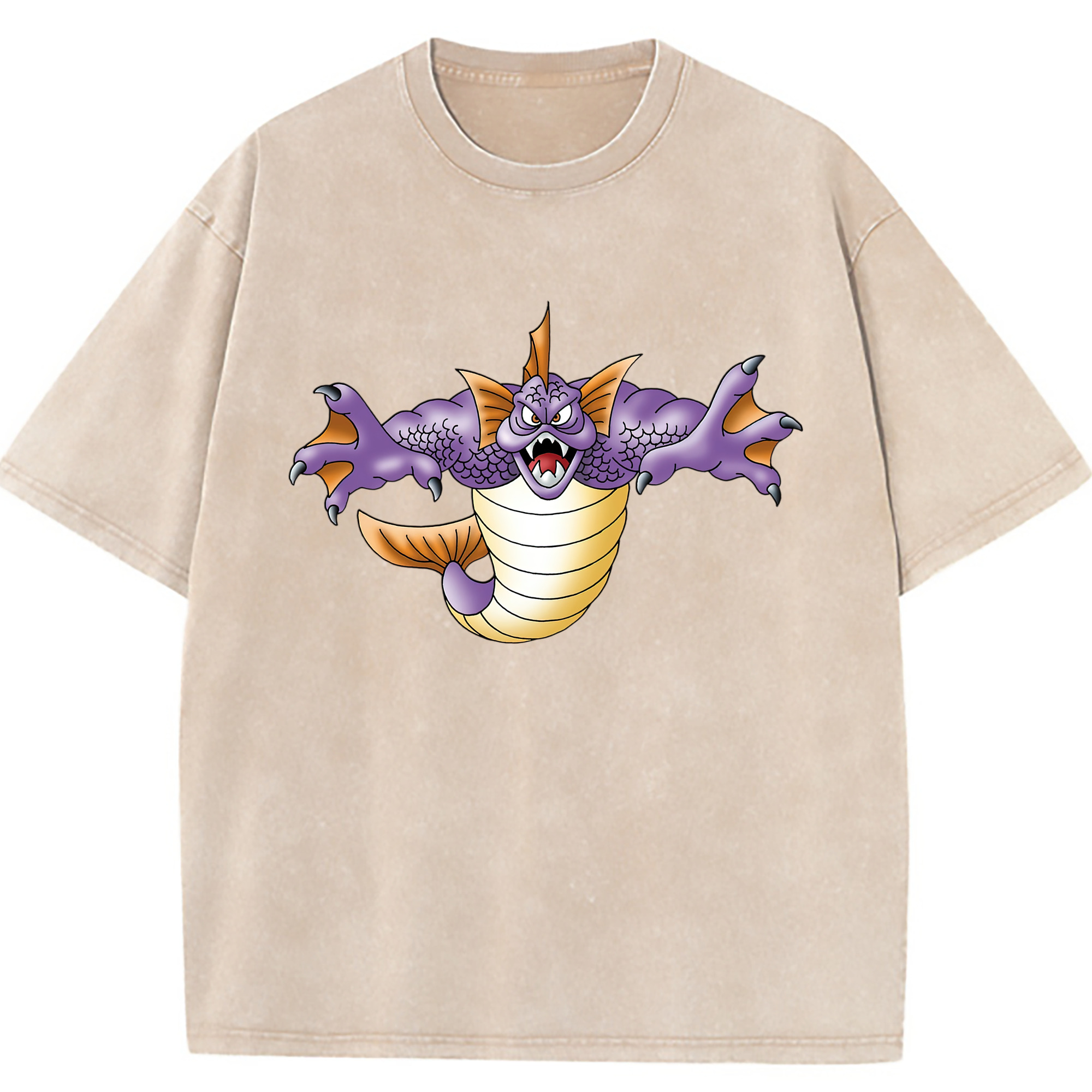 （画像用） ドラゴンクエスト Doragon Kuesuto Dragon Quest 綿100% ヴィンテージ風 半袖Tシャツ（フロントプリント）