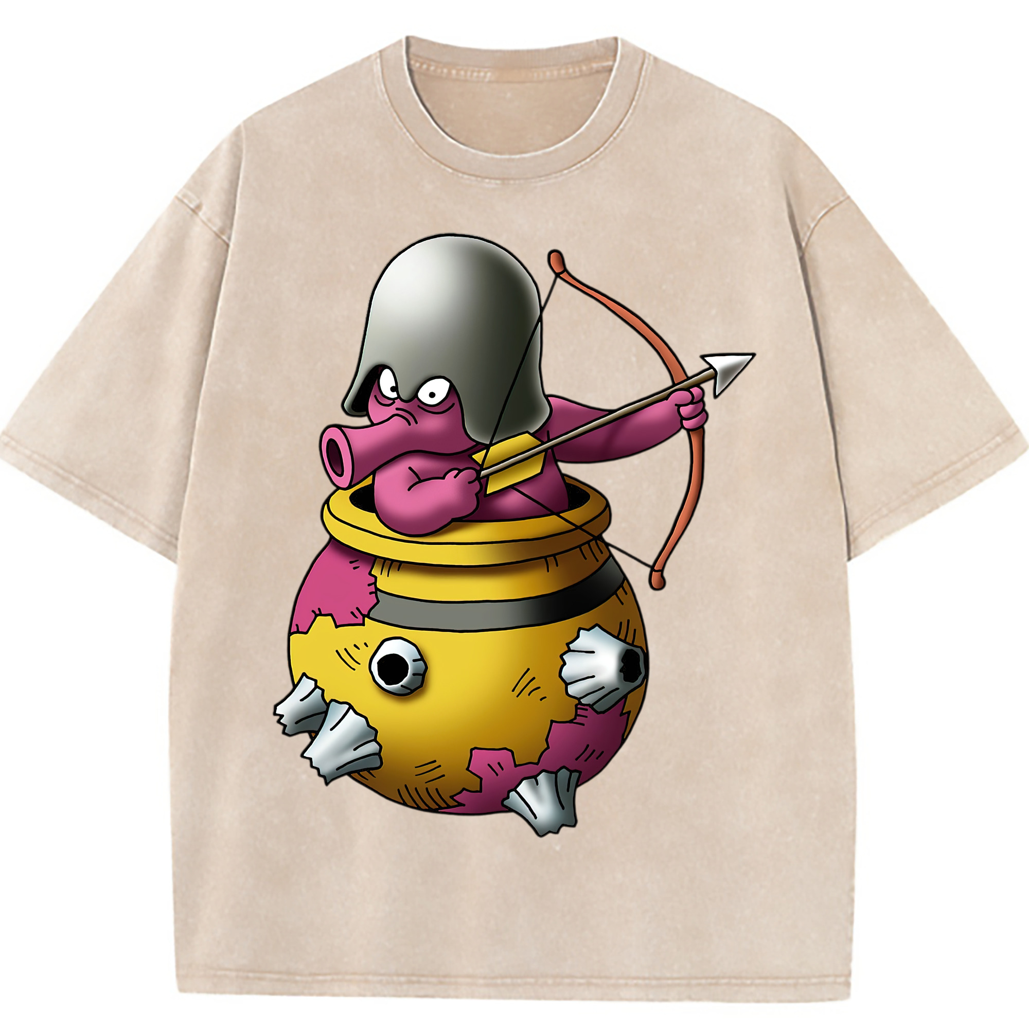 （画像用） ドラゴンクエスト Doragon Kuesuto Dragon Quest 綿100% ヴィンテージ風 半袖Tシャツ（フロントプリント）