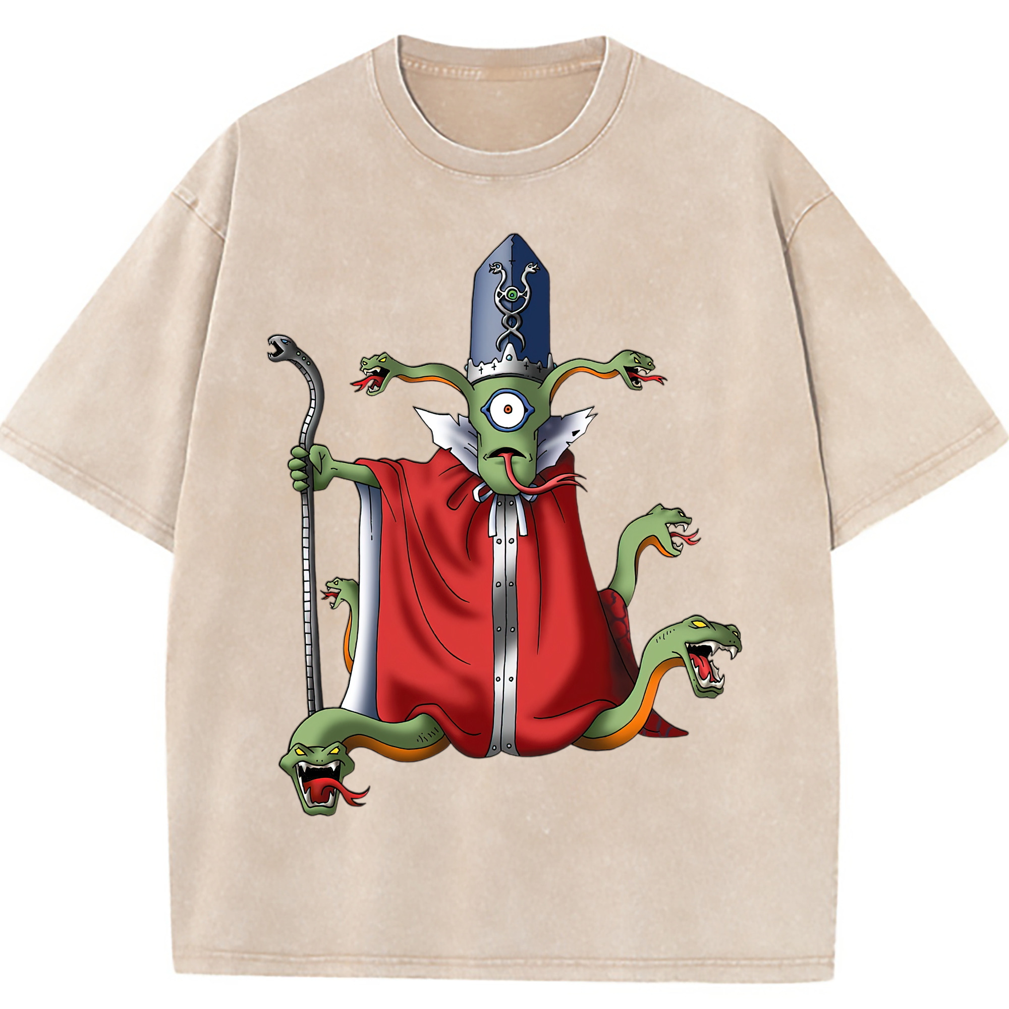 （画像用） ドラゴンクエスト Doragon Kuesuto Dragon Quest 綿100% ヴィンテージ風 半袖Tシャツ（フロントプリント）