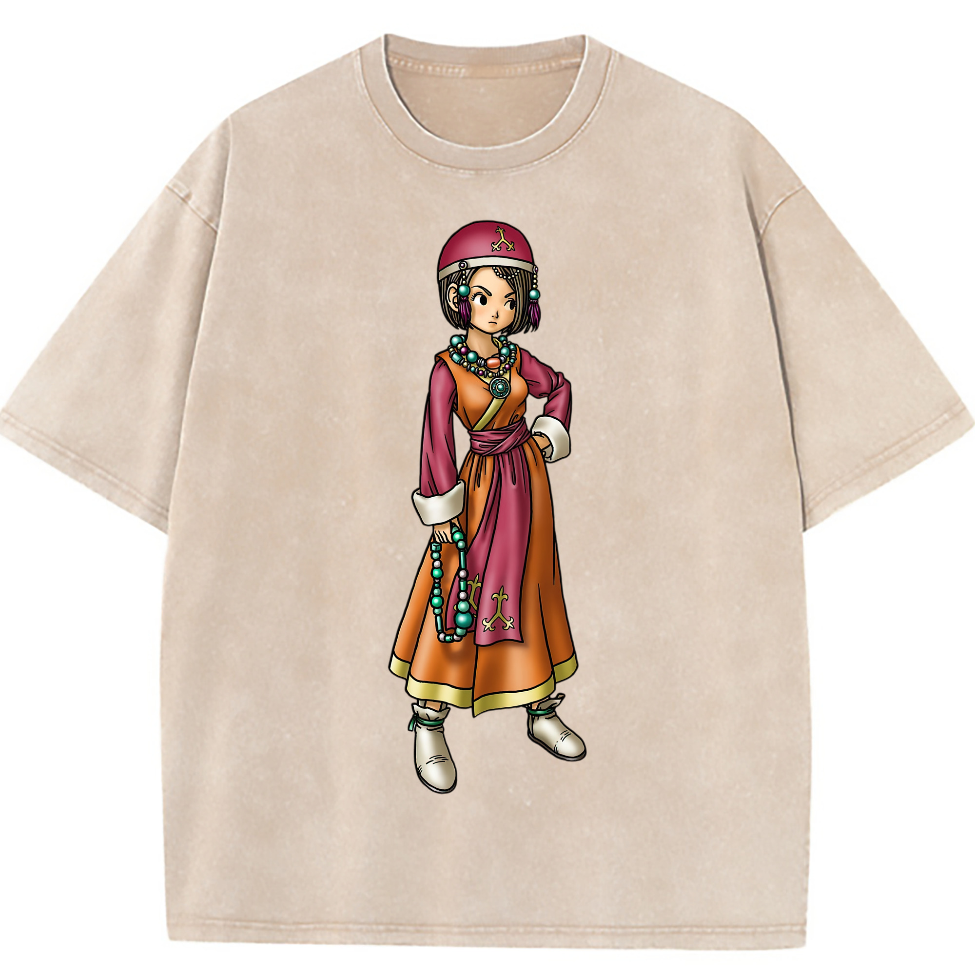 （画像用） ドラゴンクエスト Doragon Kuesuto Dragon Quest 綿100% ヴィンテージ風 半袖Tシャツ（フロントプリント）