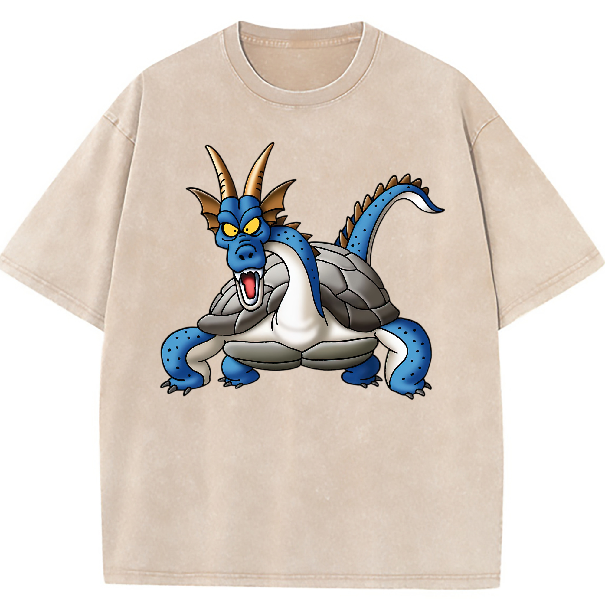 （画像用） ドラゴンクエスト Doragon Kuesuto Dragon Quest 綿100% ヴィンテージ風 半袖Tシャツ（フロントプリント）