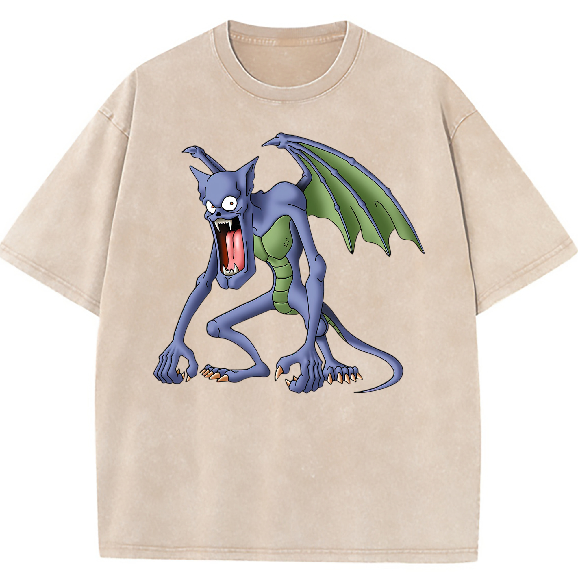 （画像用） ドラゴンクエスト Doragon Kuesuto Dragon Quest 綿100% ヴィンテージ風 半袖Tシャツ（フロントプリント）