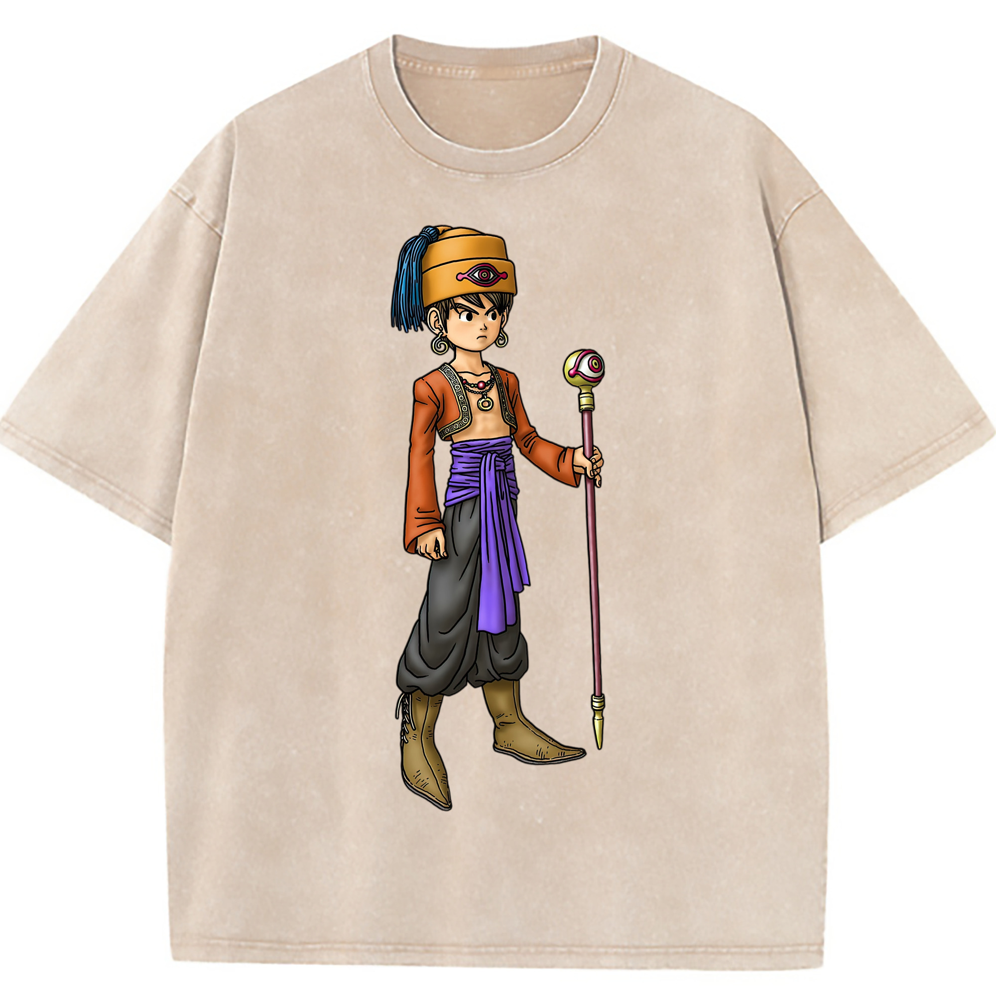 （画像用） ドラゴンクエスト Doragon Kuesuto Dragon Quest 綿100% ヴィンテージ風 半袖Tシャツ（フロントプリント）