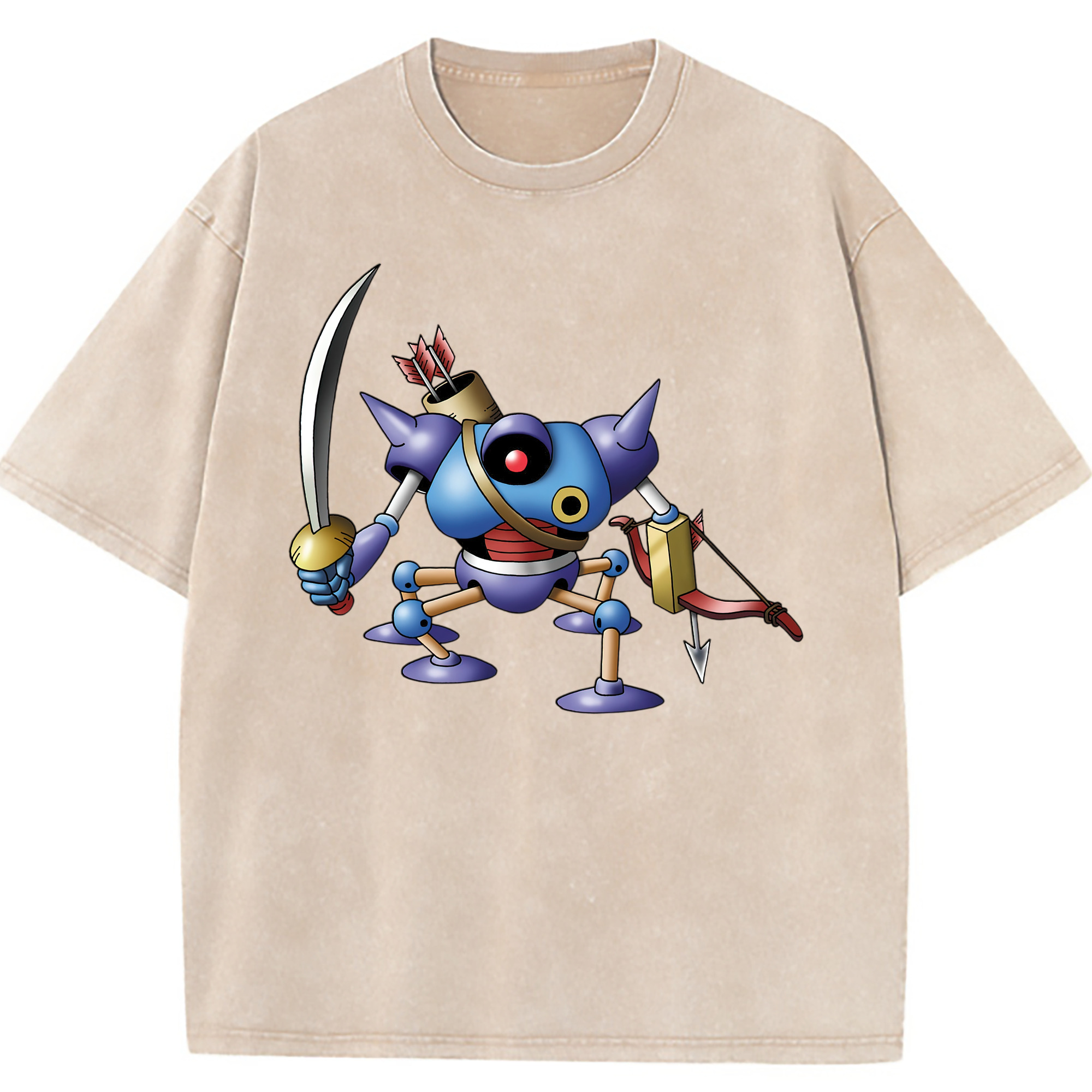 （画像用） ドラゴンクエスト Doragon Kuesuto Dragon Quest 綿100% ヴィンテージ風 半袖Tシャツ（フロントプリント）