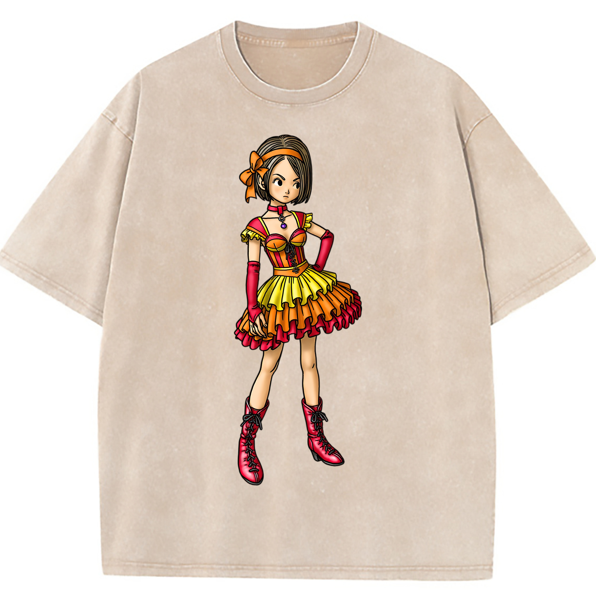 （画像用） ドラゴンクエスト Doragon Kuesuto Dragon Quest 綿100% ヴィンテージ風 半袖Tシャツ（フロントプリント）
