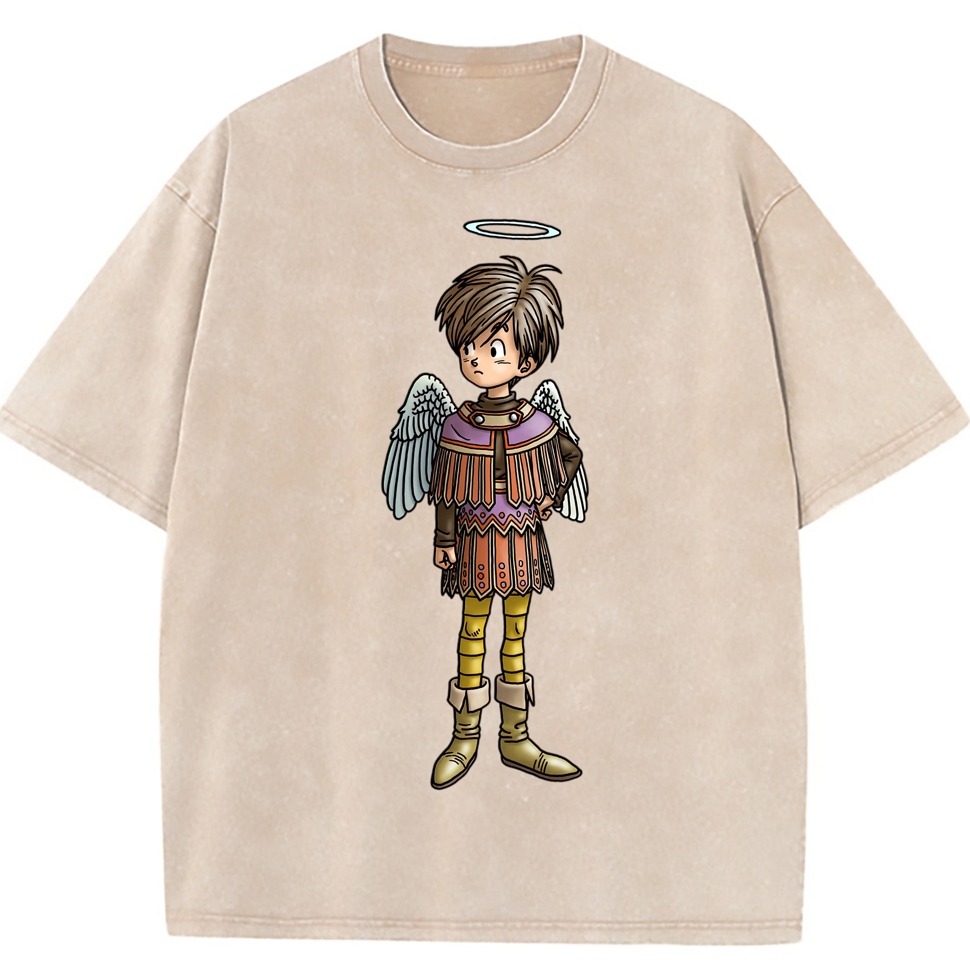 （画像用） ドラゴンクエスト Doragon Kuesuto Dragon Quest 綿100% ヴィンテージ風 半袖Tシャツ（フロントプリント）