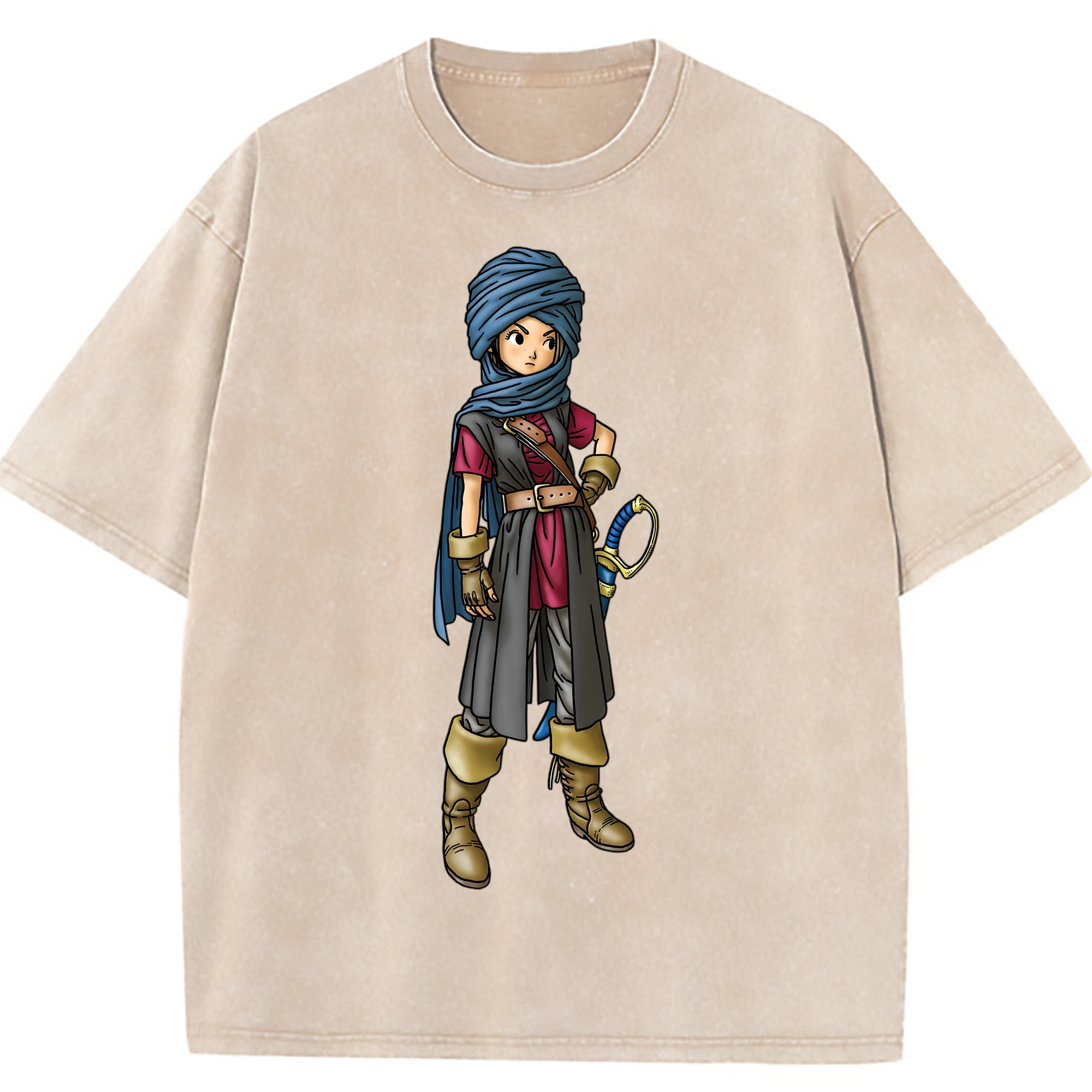 （画像用） ドラゴンクエスト Doragon Kuesuto Dragon Quest 綿100% ヴィンテージ風 半袖Tシャツ（フロントプリント）