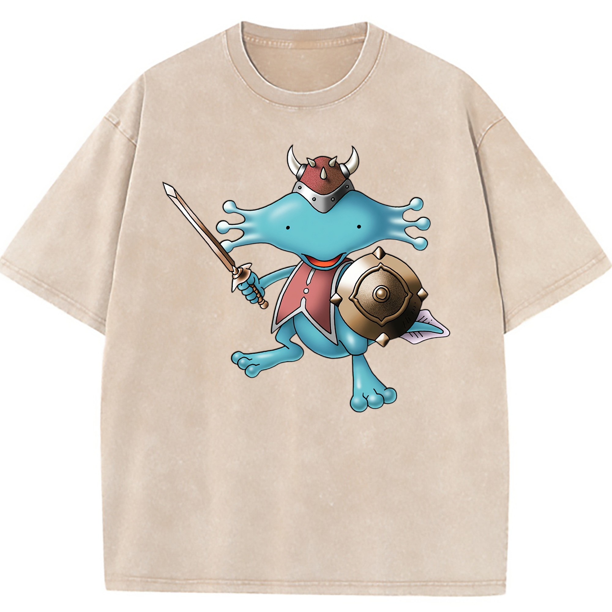 （画像用） ドラゴンクエスト Doragon Kuesuto Dragon Quest 綿100% ヴィンテージ風 半袖Tシャツ（フロントプリント）