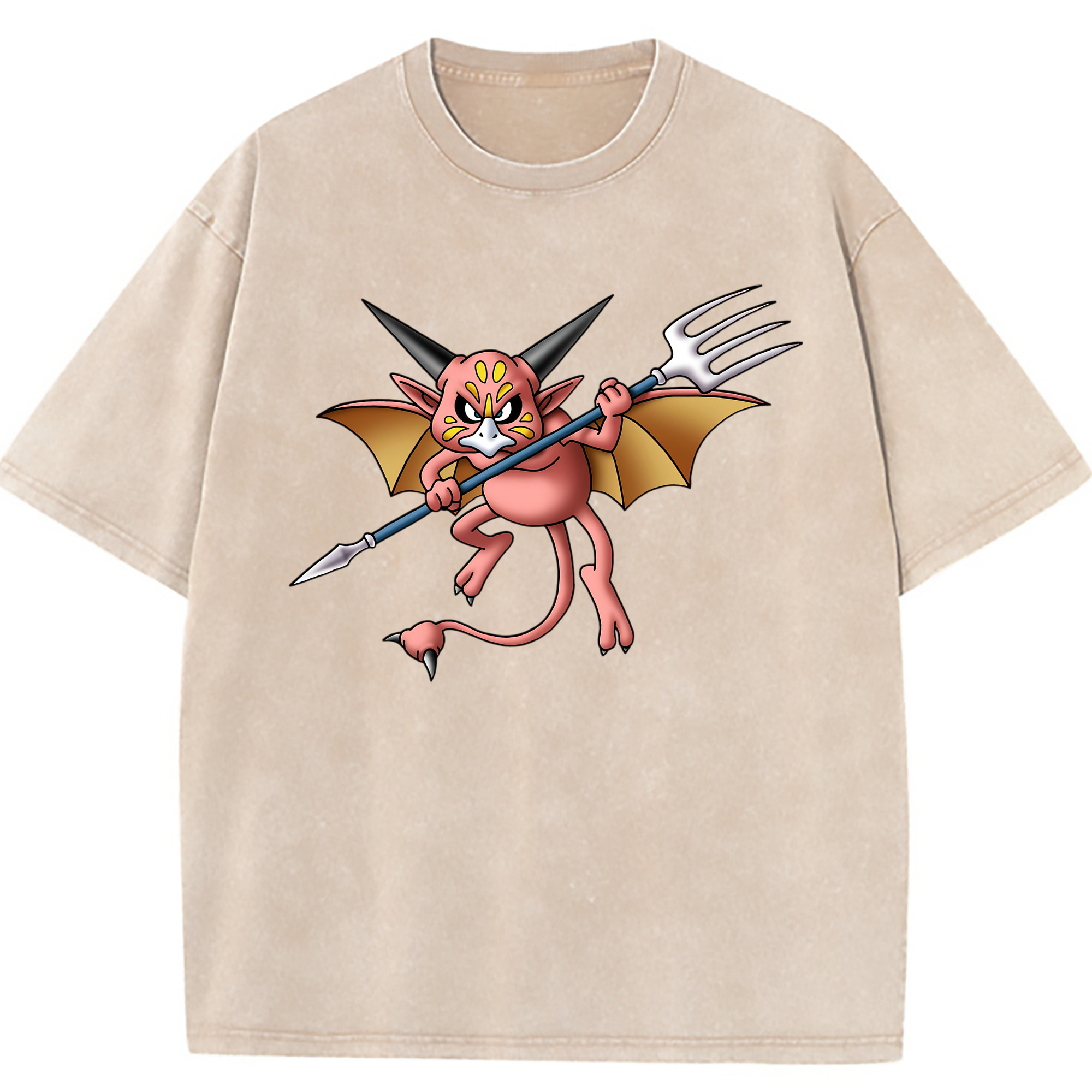 （画像用） ドラゴンクエスト Doragon Kuesuto Dragon Quest 綿100% ヴィンテージ風 半袖Tシャツ（フロントプリント）