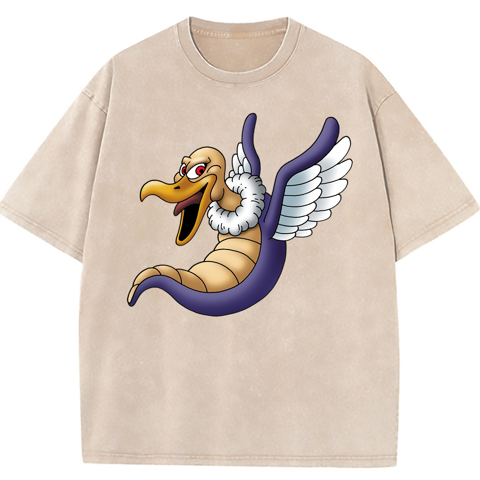 （画像用） ドラゴンクエスト Doragon Kuesuto Dragon Quest 綿100% ヴィンテージ風 半袖Tシャツ（フロントプリント）