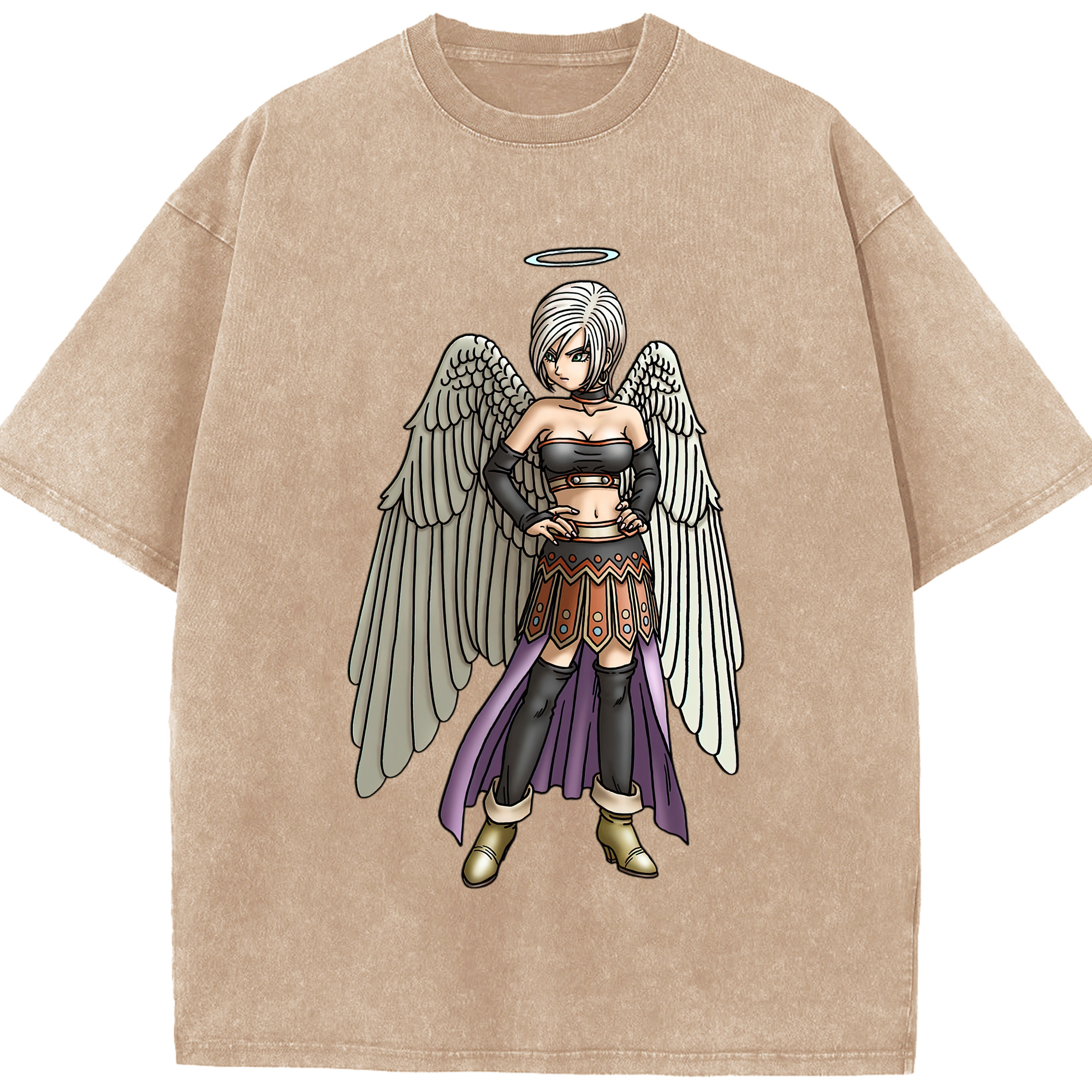 （画像用） ドラゴンクエスト Doragon Kuesuto Dragon Quest 綿100% ヴィンテージ風 半袖Tシャツ（フロントプリント）