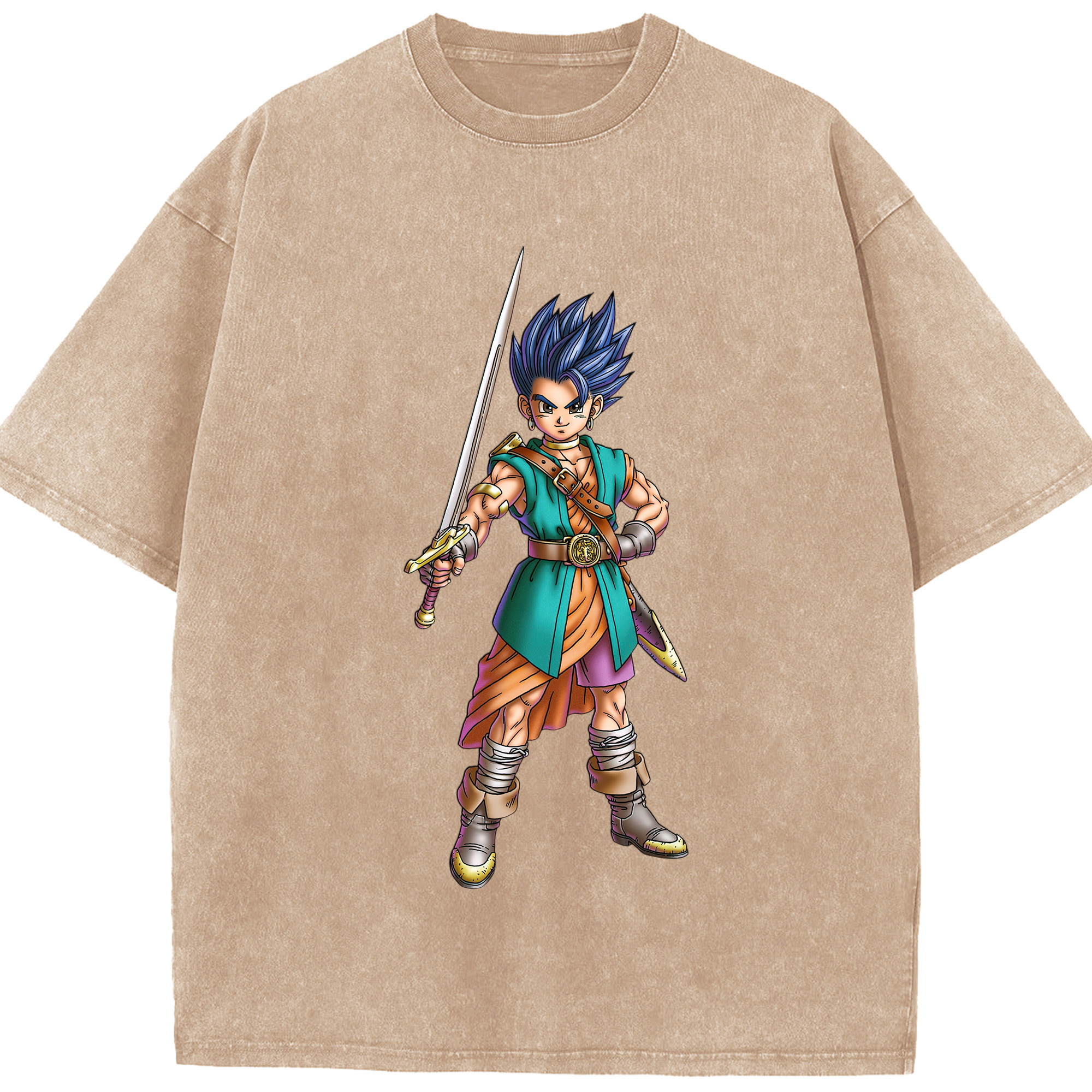 （画像用） ドラゴンクエスト Doragon Kuesuto Dragon Quest 綿100% ヴィンテージ風 半袖Tシャツ（フロントプリント）