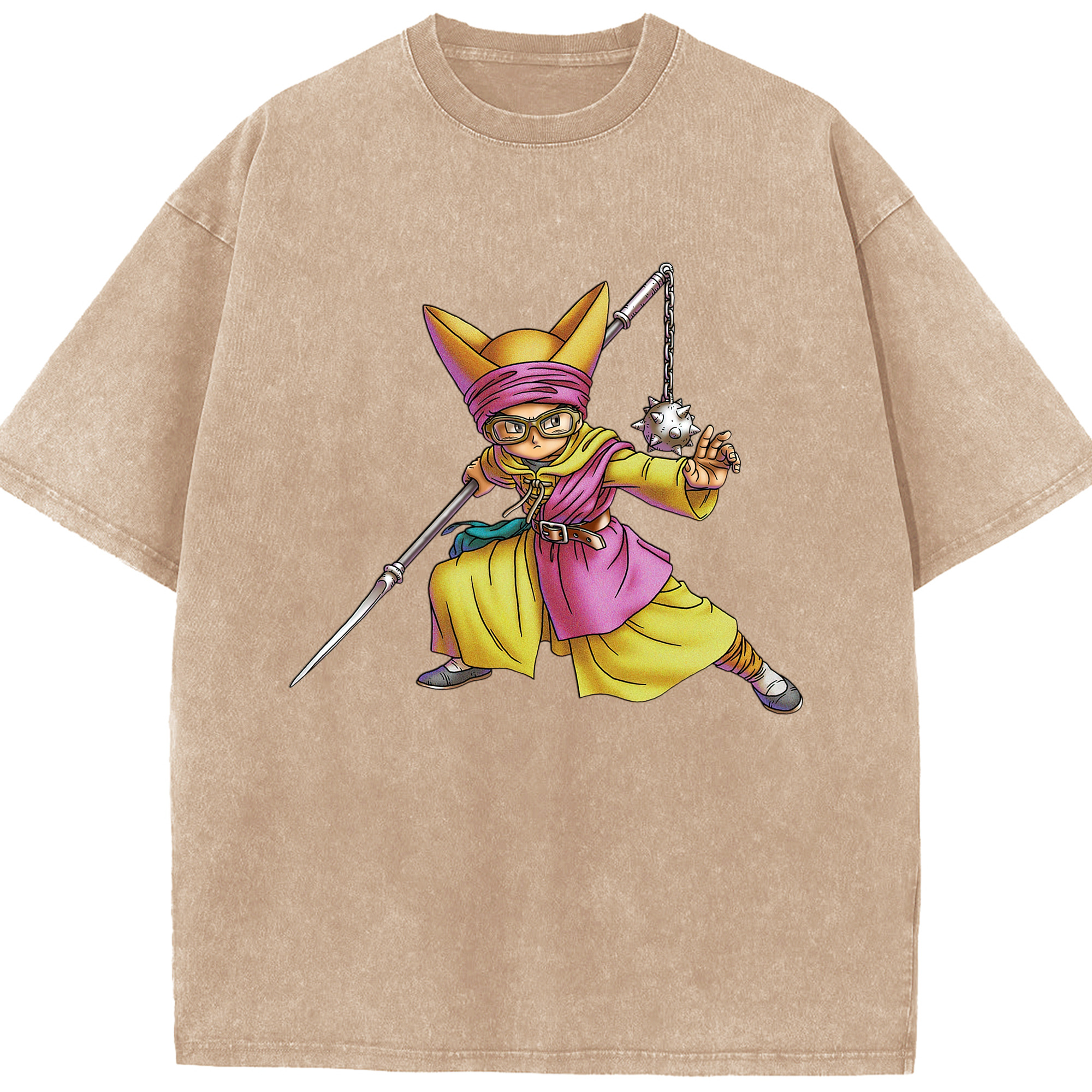 （画像用） ドラゴンクエスト Doragon Kuesuto Dragon Quest 綿100% ヴィンテージ風 半袖Tシャツ（フロントプリント）