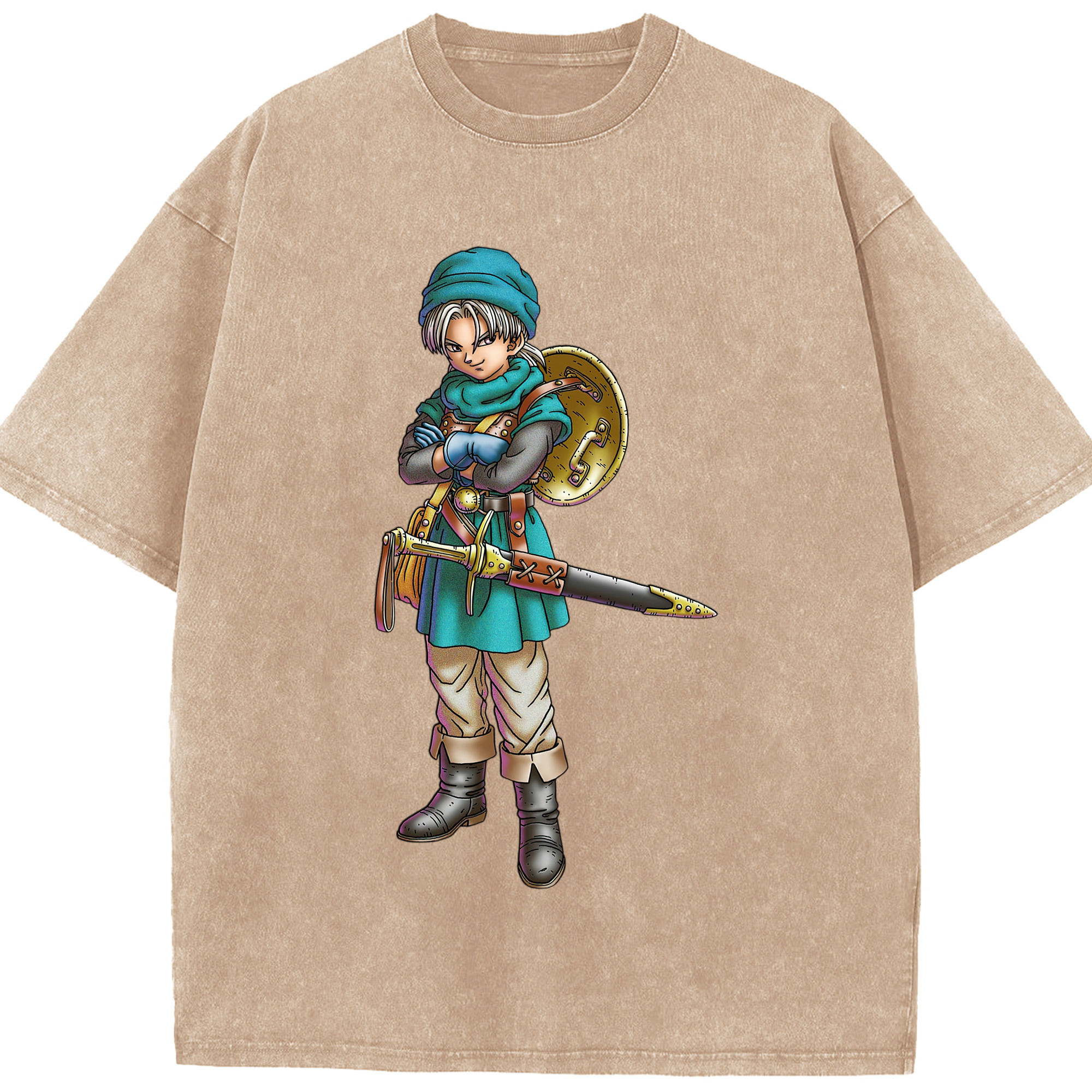 （画像用） ドラゴンクエスト Doragon Kuesuto Dragon Quest 綿100% ヴィンテージ風 半袖Tシャツ（フロントプリント）