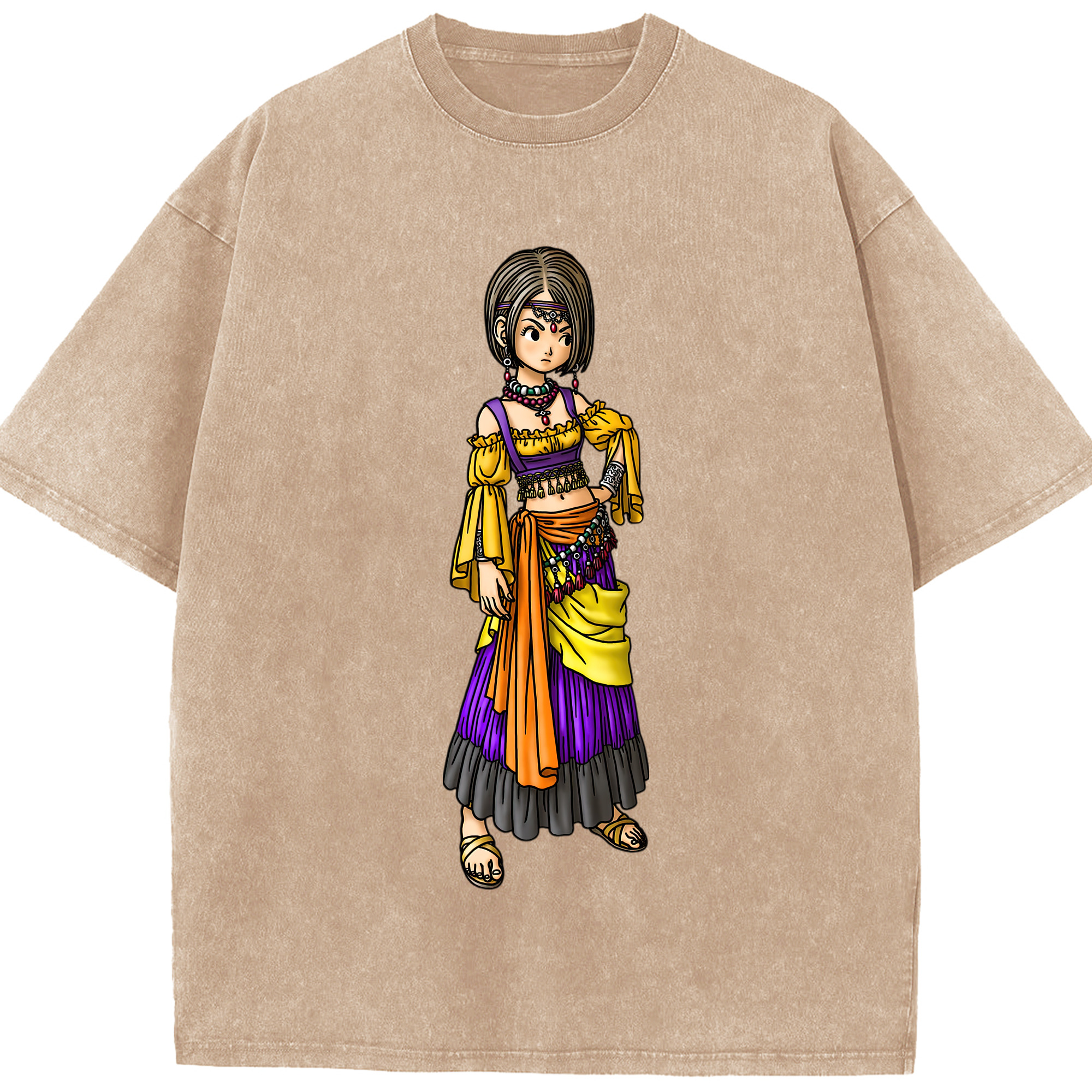 （画像用） ドラゴンクエスト Doragon Kuesuto Dragon Quest 綿100% ヴィンテージ風 半袖Tシャツ（フロントプリント）