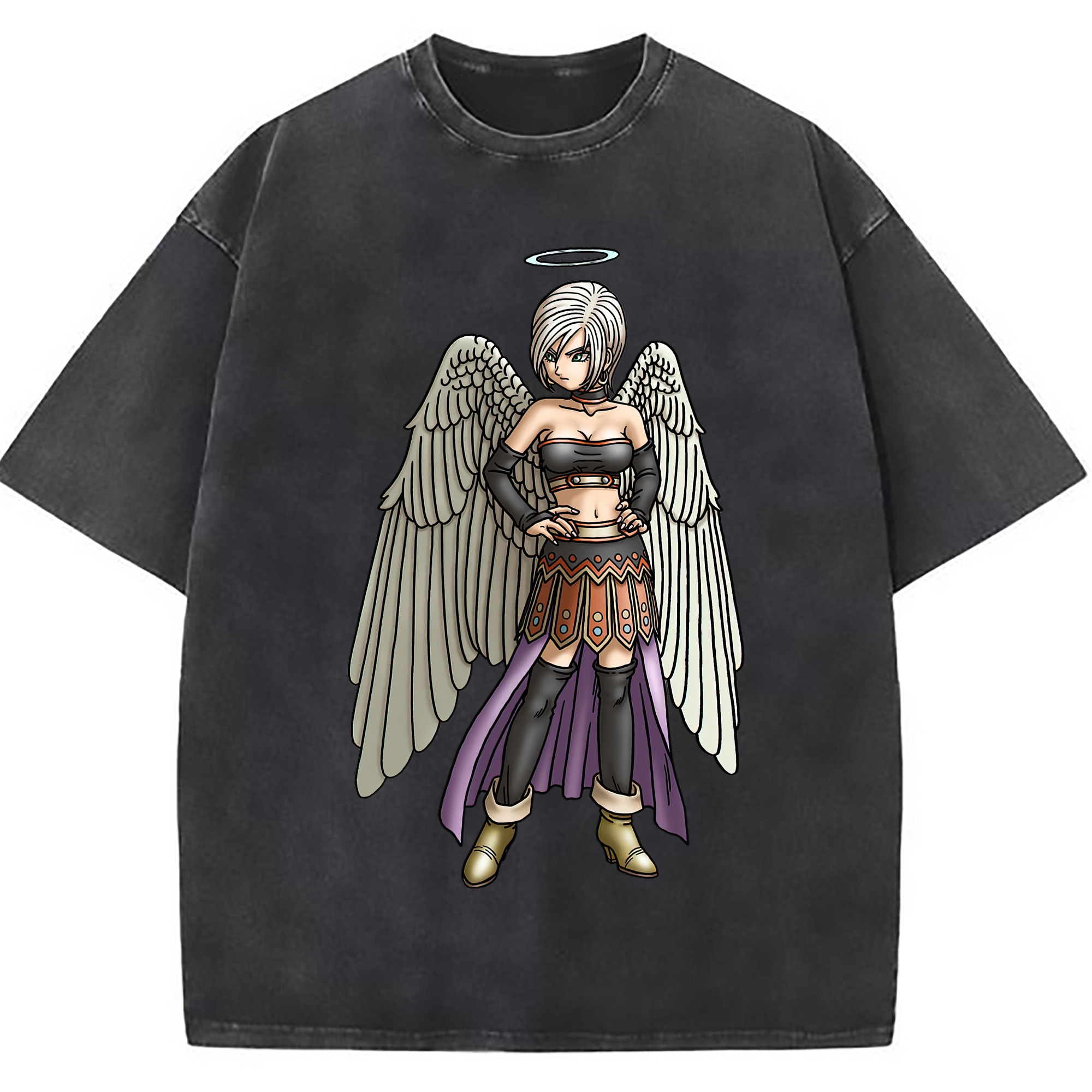 （画像用） ドラゴンクエスト Doragon Kuesuto Dragon Quest 綿100% ヴィンテージ風 半袖Tシャツ（フロントプリント）