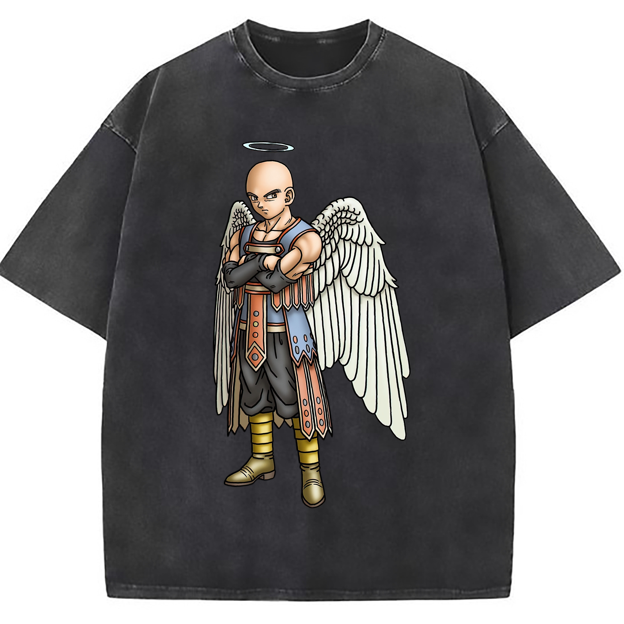 （画像用） ドラゴンクエスト Doragon Kuesuto Dragon Quest 綿100% ヴィンテージ風 半袖Tシャツ（フロントプリント）