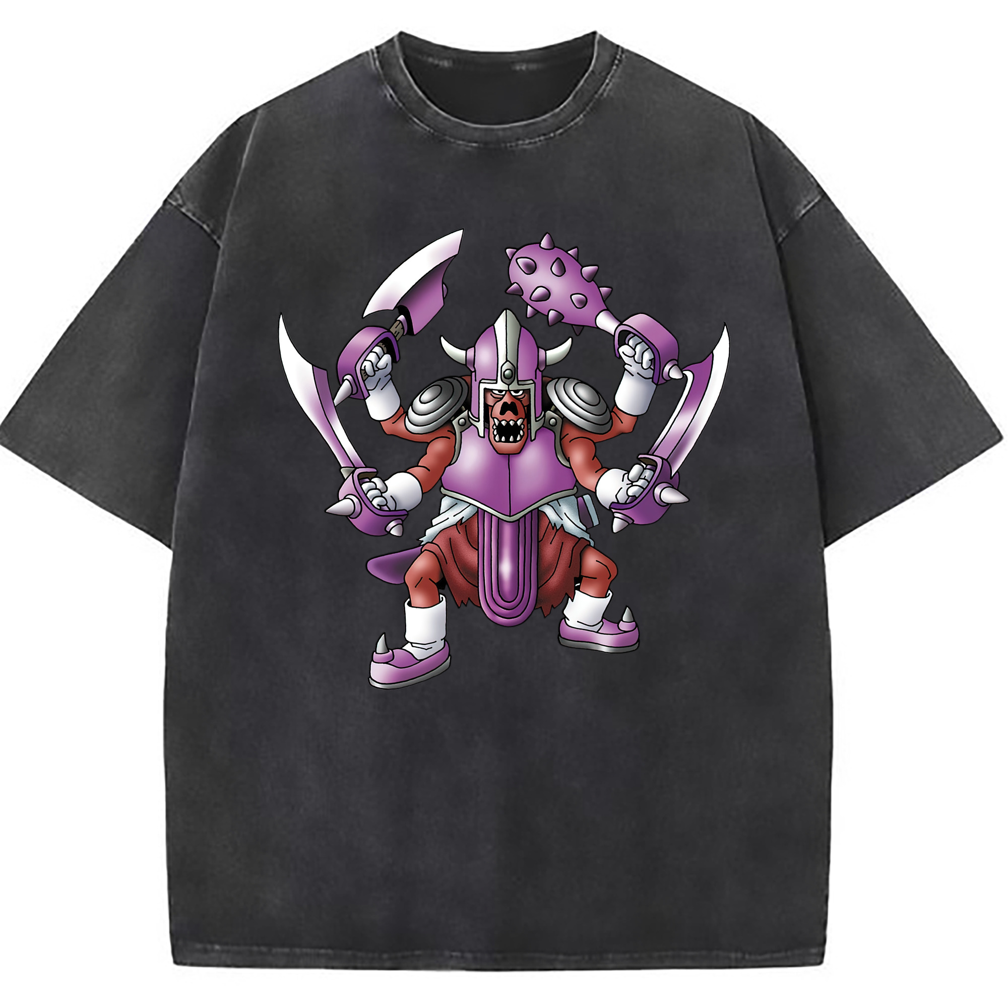 （画像用） ドラゴンクエスト Doragon Kuesuto Dragon Quest 綿100% ヴィンテージ風 半袖Tシャツ（フロントプリント）