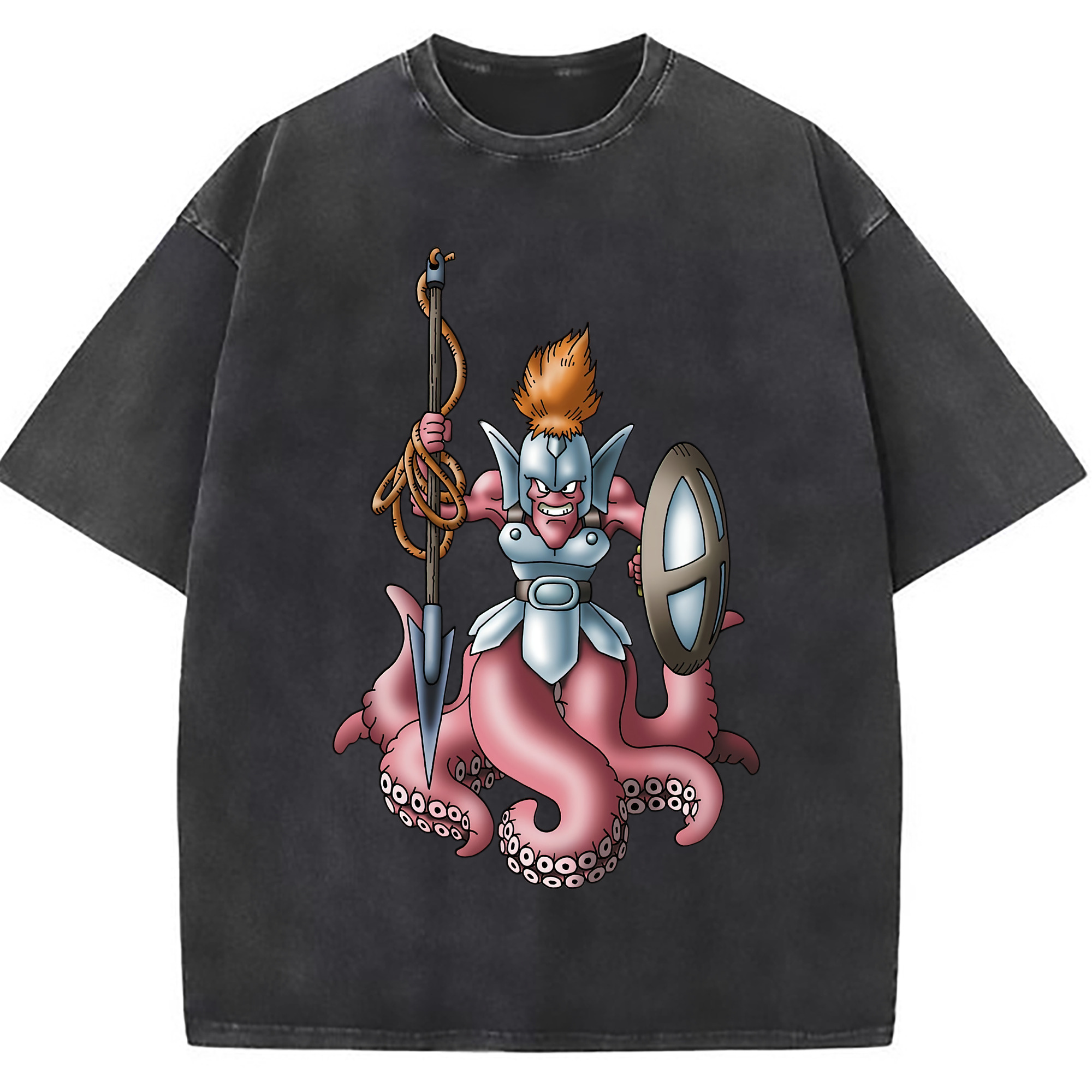 （画像用） ドラゴンクエスト Doragon Kuesuto Dragon Quest 綿100% ヴィンテージ風 半袖Tシャツ（フロントプリント）