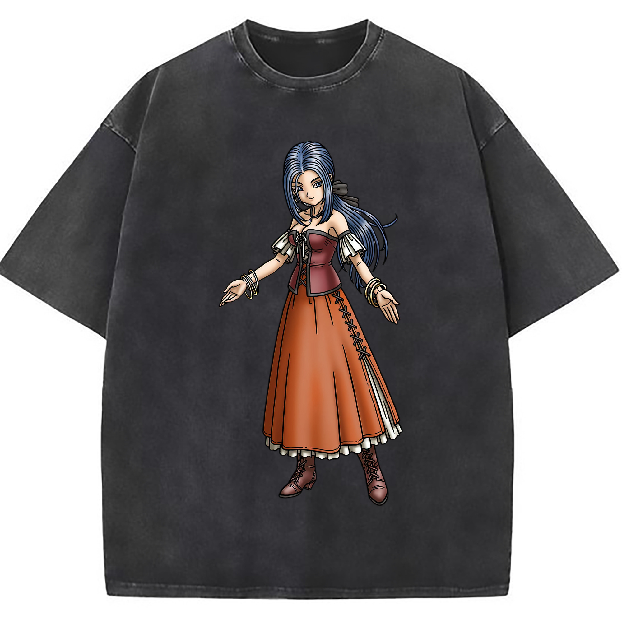 （画像用） ドラゴンクエスト Doragon Kuesuto Dragon Quest 綿100% ヴィンテージ風 半袖Tシャツ（フロントプリント）