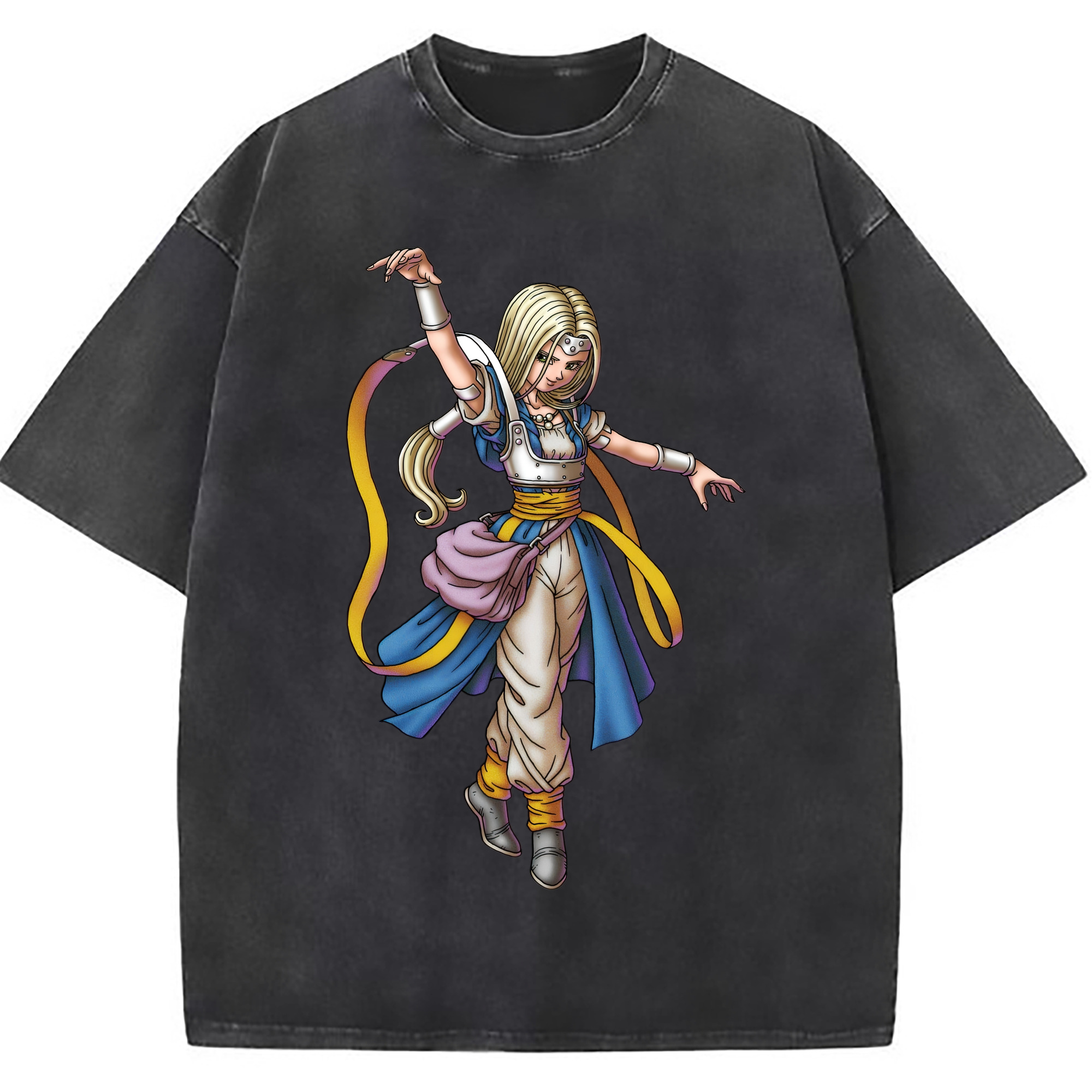 （画像用） ドラゴンクエスト Doragon Kuesuto Dragon Quest 綿100% ヴィンテージ風 半袖Tシャツ（フロントプリント）