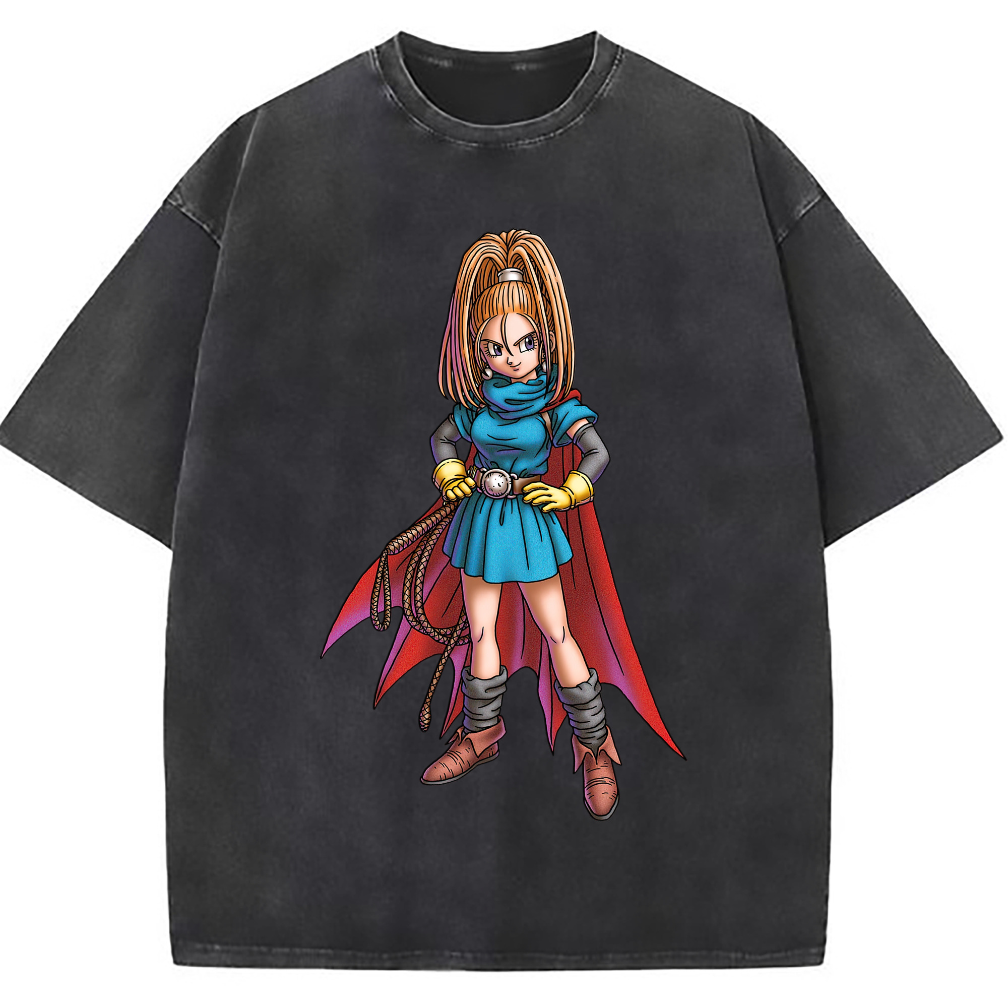 （画像用） ドラゴンクエスト Doragon Kuesuto Dragon Quest 綿100% ヴィンテージ風 半袖Tシャツ（フロントプリント）