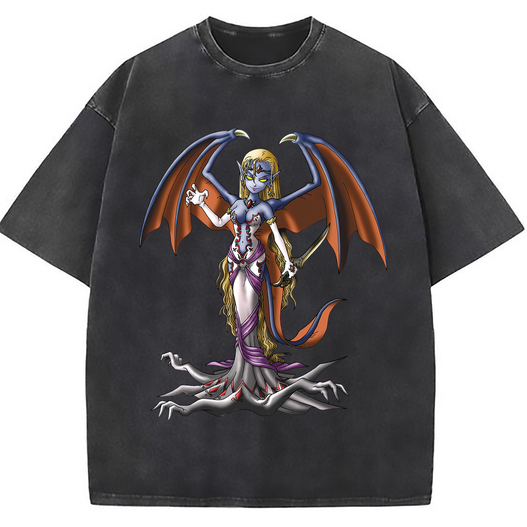 （画像用） ドラゴンクエスト Doragon Kuesuto Dragon Quest 綿100% ヴィンテージ風 半袖Tシャツ（フロントプリント）